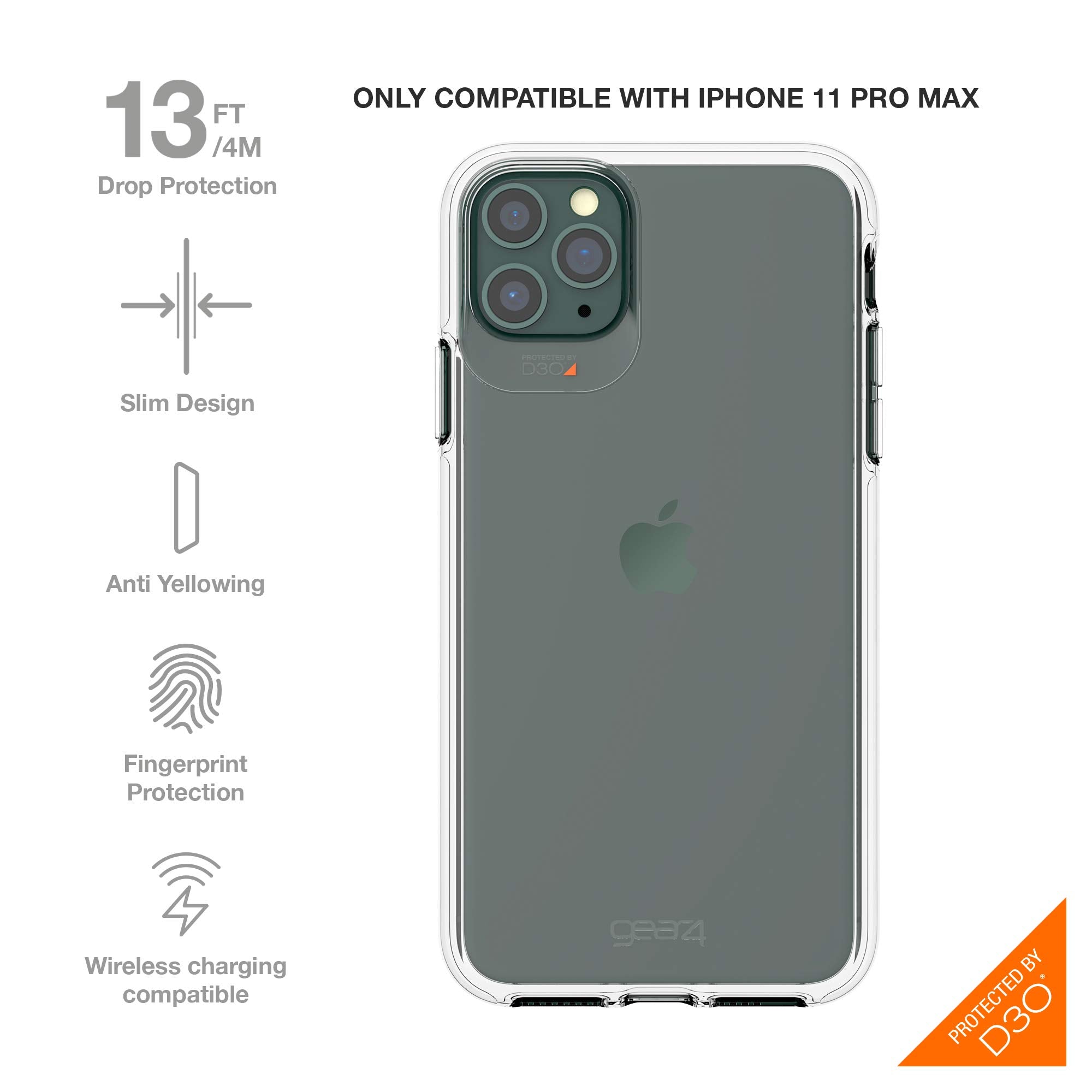 Gear4 Compatible With Iphone 11 Pro Max Case, Advanced Impact Protection By D3O 36576 Crystal Clear