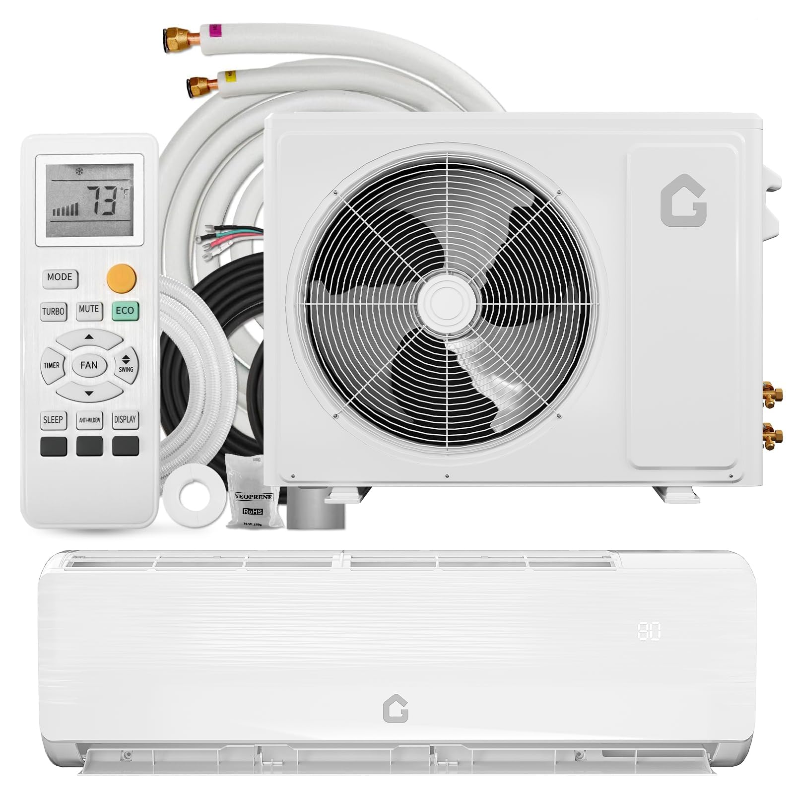 GarveeHome 12000 BTU Mini Split AC/Heating System, 19 SEER2 6-in-1 Inverter Split System Air Conditioners, Ductless Heat Pump Wa