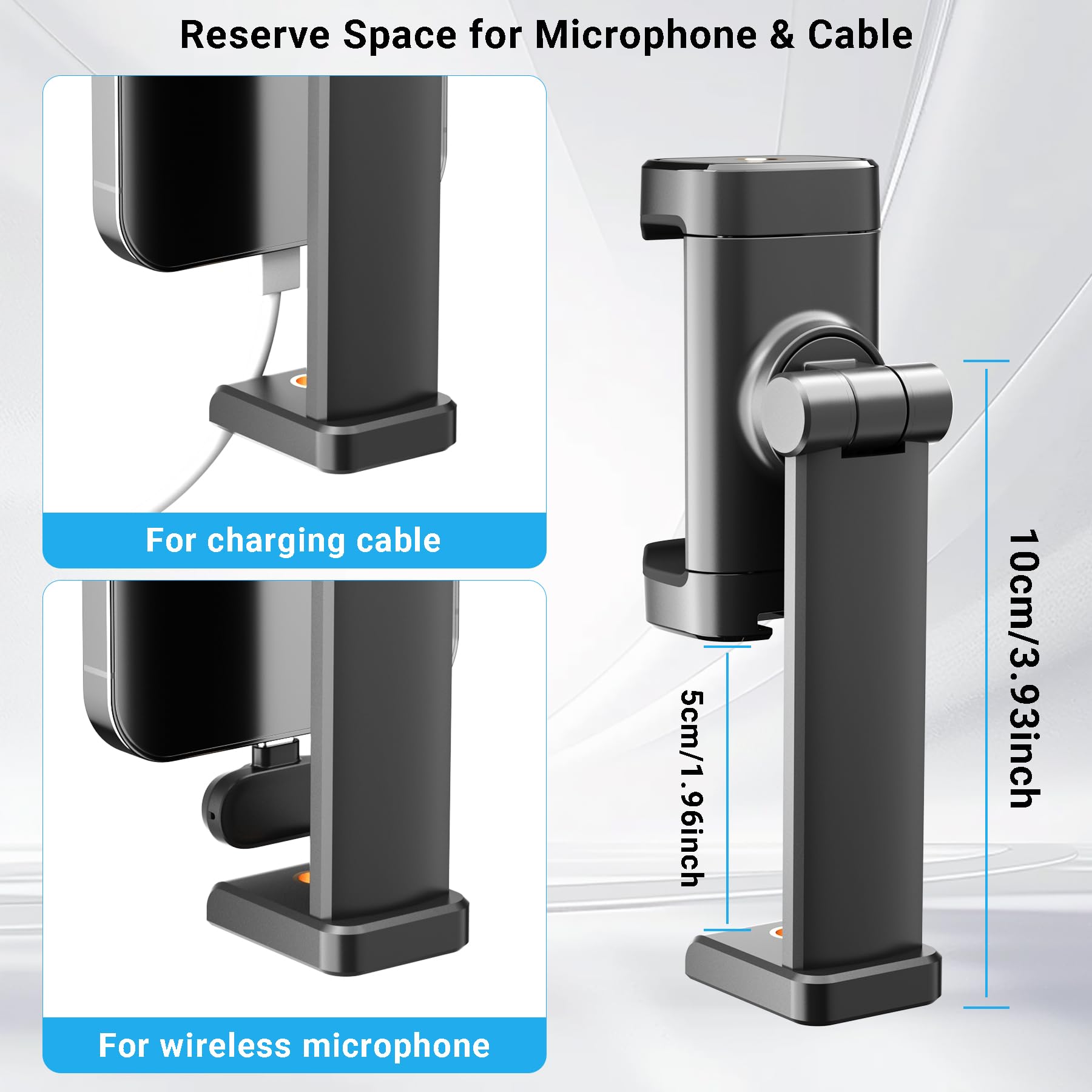 Voinap Phone Tripod Mount With 1/4'' Screw Thread, 360 Rotate 180 Tilt Phone Holder Replacement With Cold Shoe, Versatile Mount