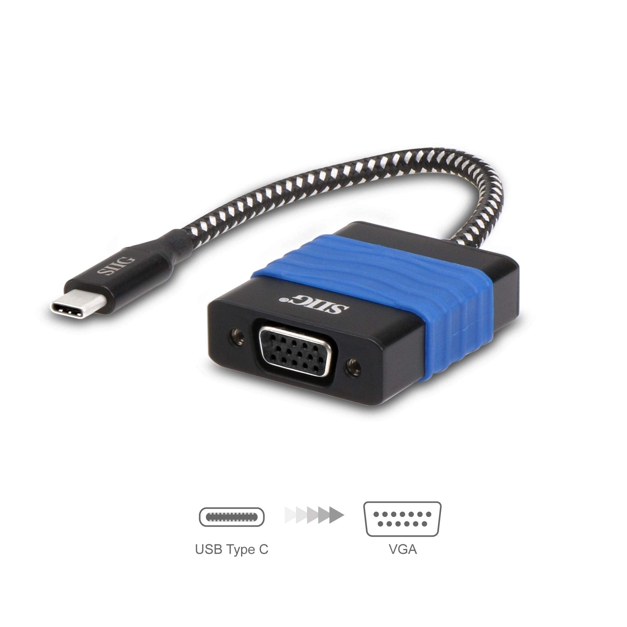 SIIG USB Type C to VGA Adapter Thunderbolt 3 1080p Full HD Copper Black CB-TC0114-S2