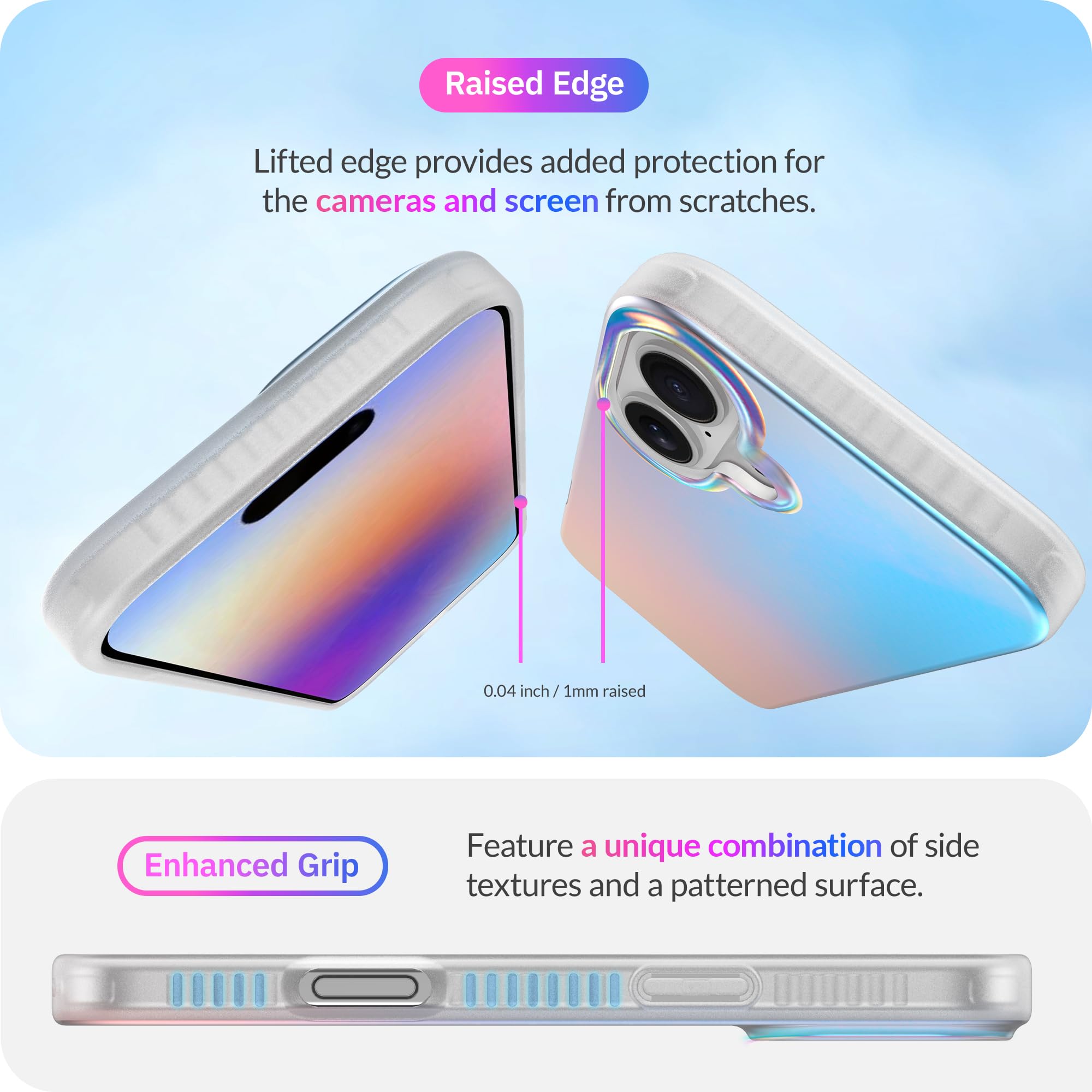 Lonli Hue   For Iphone 16 Plus Case   Holographic Iridescent Phone Case   Cute, Unique And Aesthetic Phone Cover   [360 Shock Ab