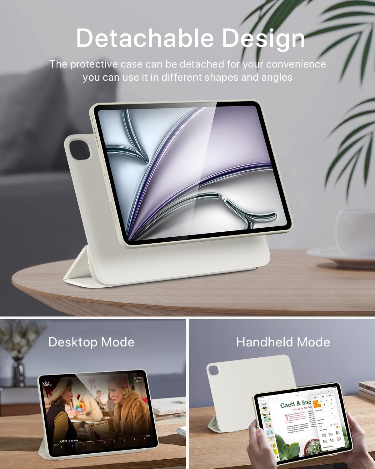 Sanduodd For Ipad Pro 13 Inch Case 2024, Detachable Rotating Clear Protective Case With Pencil Holder And Tri Fold Pu Leather Fo