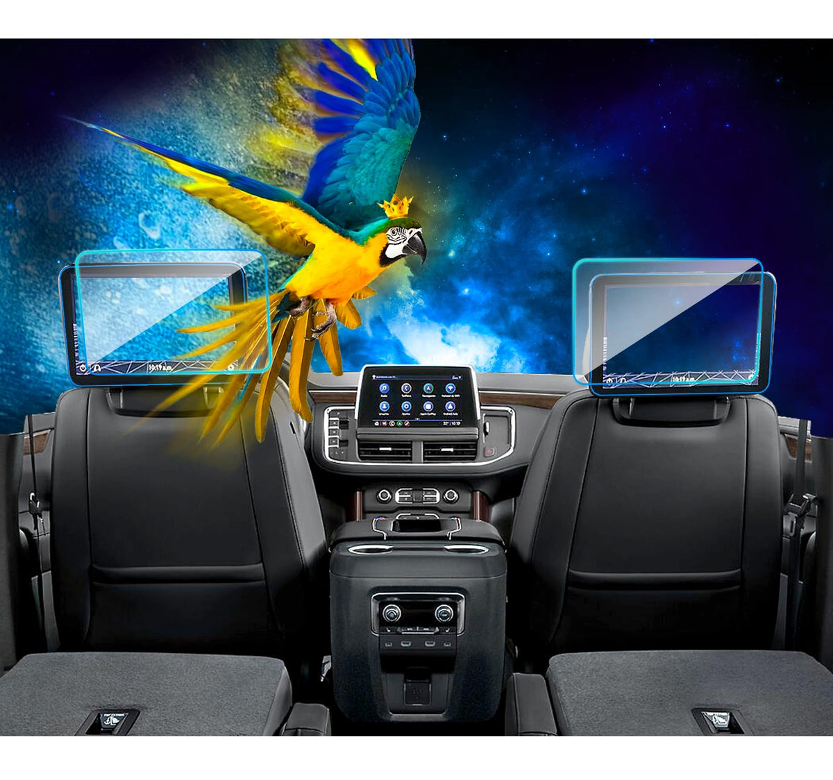 Eueky 2023 2024 Chevy Tahoe Dual 12.6-Inch Rear-Seat Screen Protector Rear Tv Tempered Glass 2021 2022 2023 2024 2025 Chevrolet 