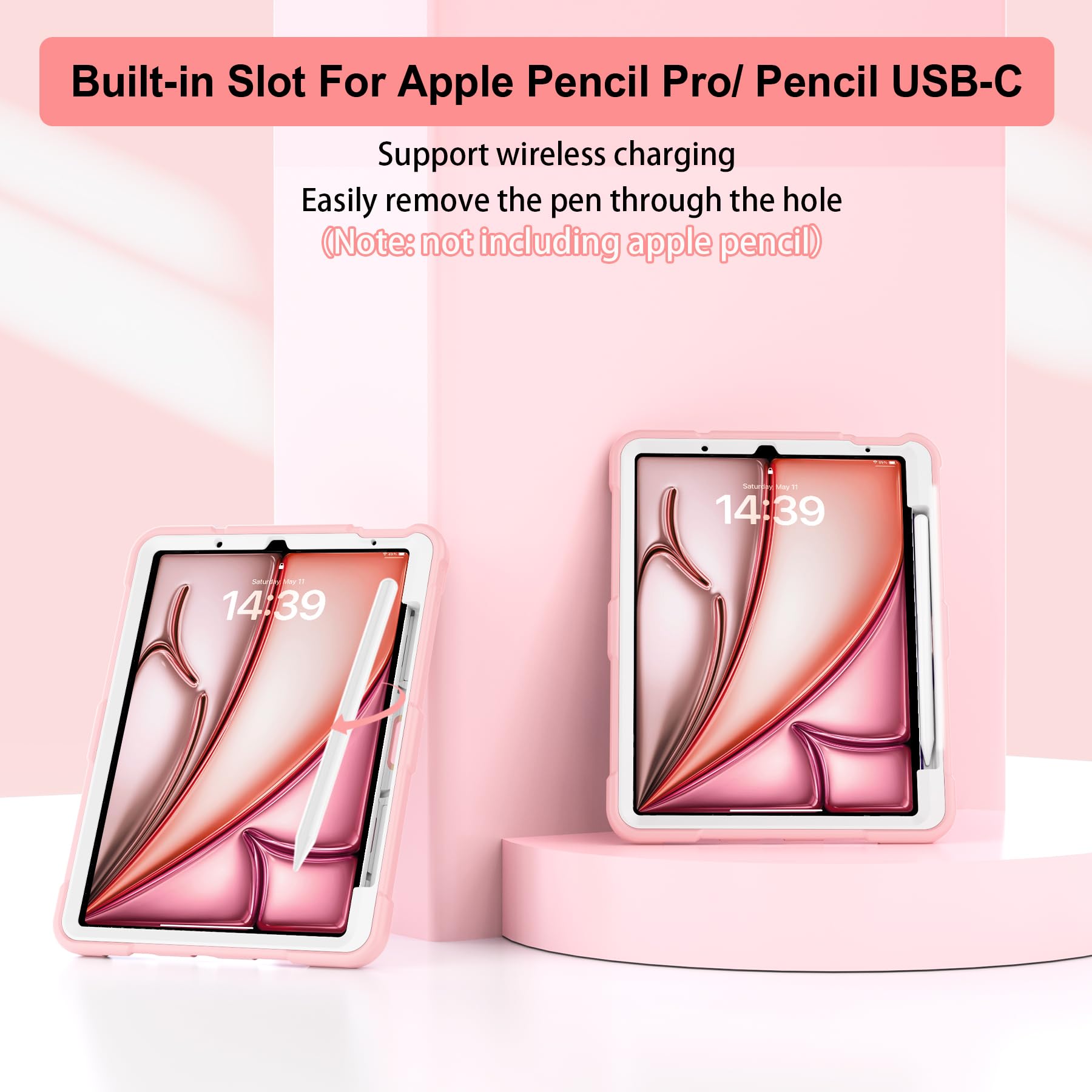 Ccmao Case For Ipad Air 11 Inch 2024, Ipad Air 5Th / 4Th Generation Case 10.9 Inch With Pencil Holder And Kickstand, Heavy Duty