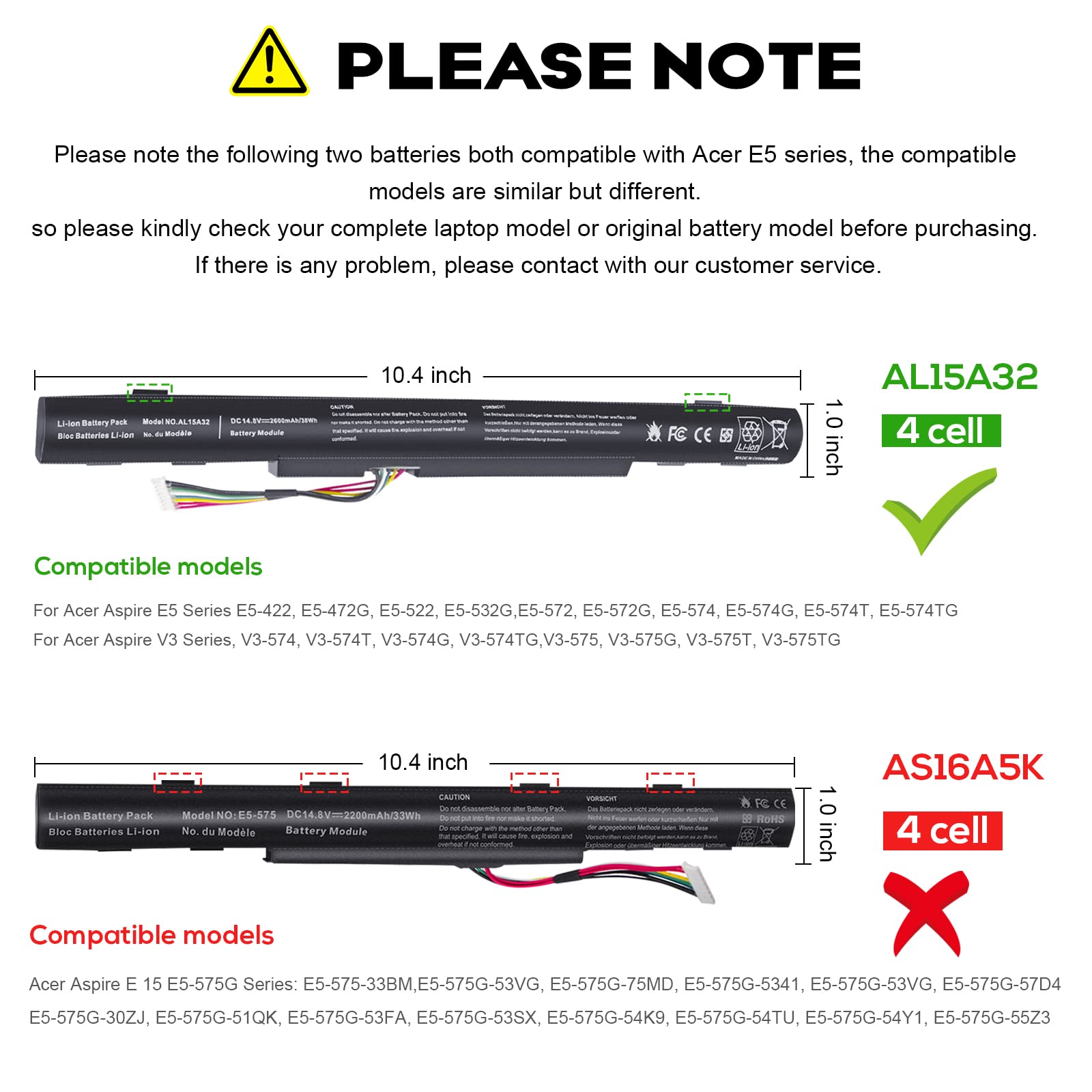 Fancy Buying Al15A32 Laptop Battery For Acer Aspire E5 422 E5 573 E5 573G E5 573T E5 522 E722 E5 473G 561X   High Performance New