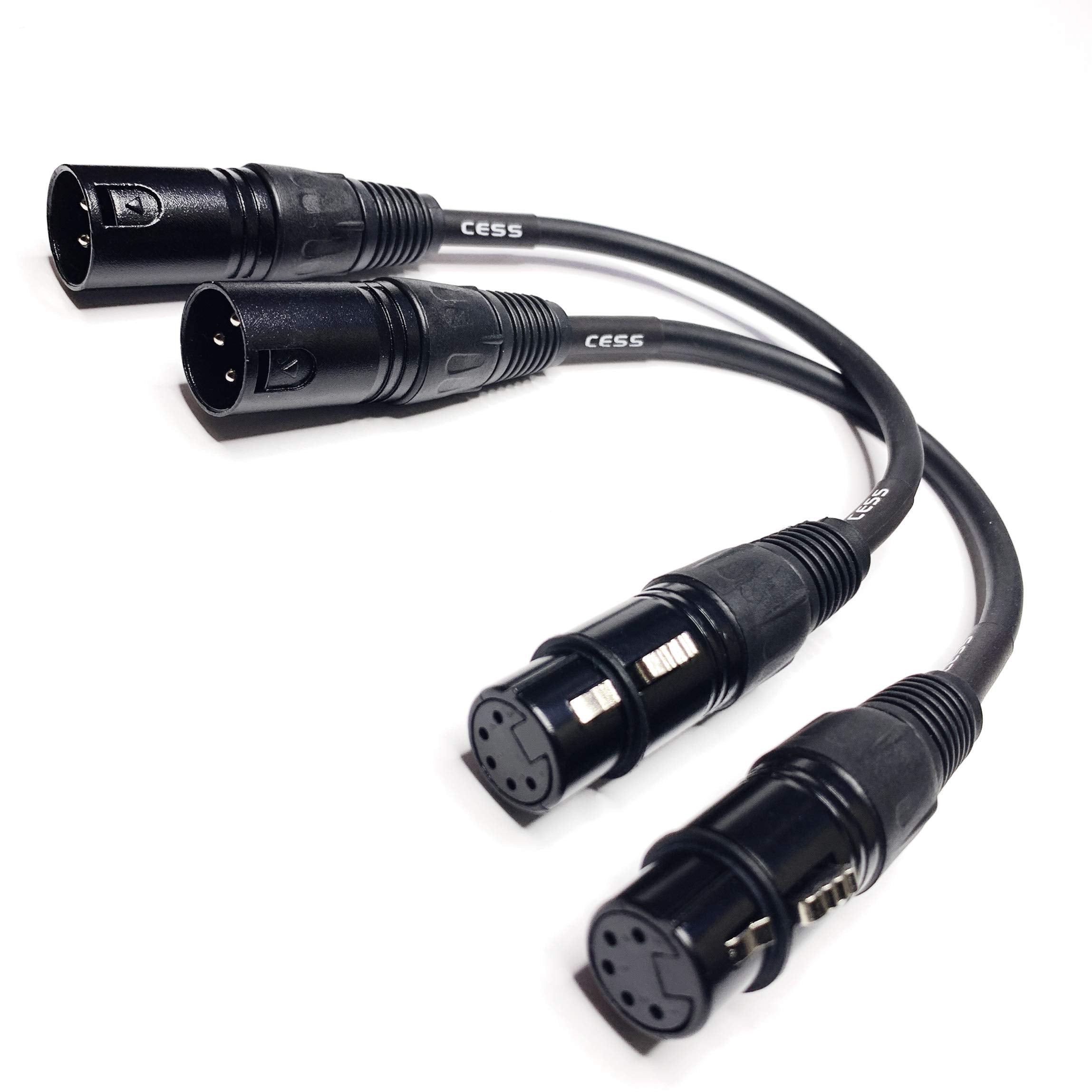 Cess 008 Xlr 3 Pin Male To Xlr 5 Pin Female Adapter Cable, Balanced Xlr3M To Xlr5F Signal Converter, 6 Inch Wire Length, 2 Pack