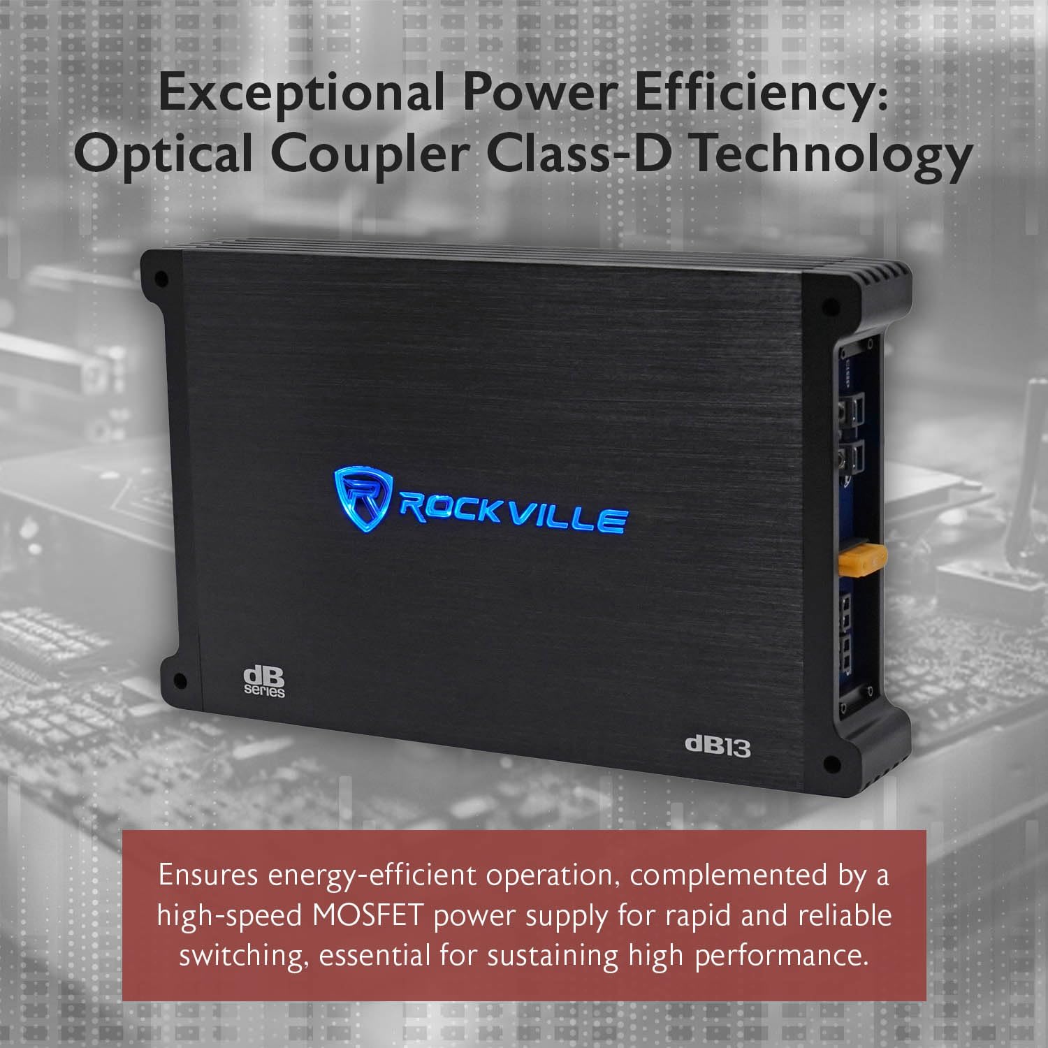Rockville Db13 3000W Mono 2-Ohm Car Amplifier, High-Speed Mosfet, Adjustable 12Db Crossover, Led, Remote Sub Control, Perfect Fo