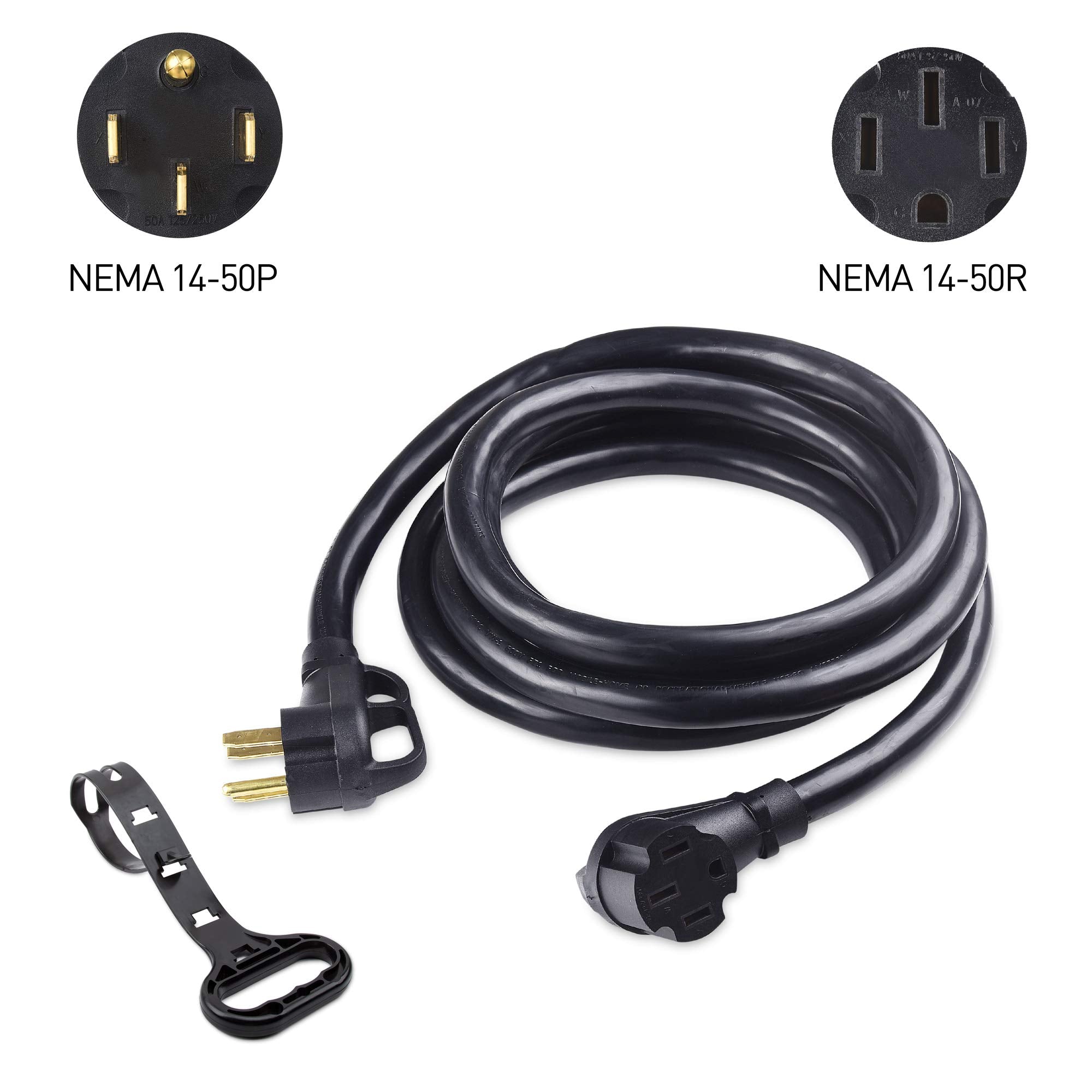 Cable Matters 4 Prong 50 Amp Rv Extension Cord 25 Ft With Easy Grip Handles, 6/8 Awg, Nema 14 50 Extension Cord, Compatible With