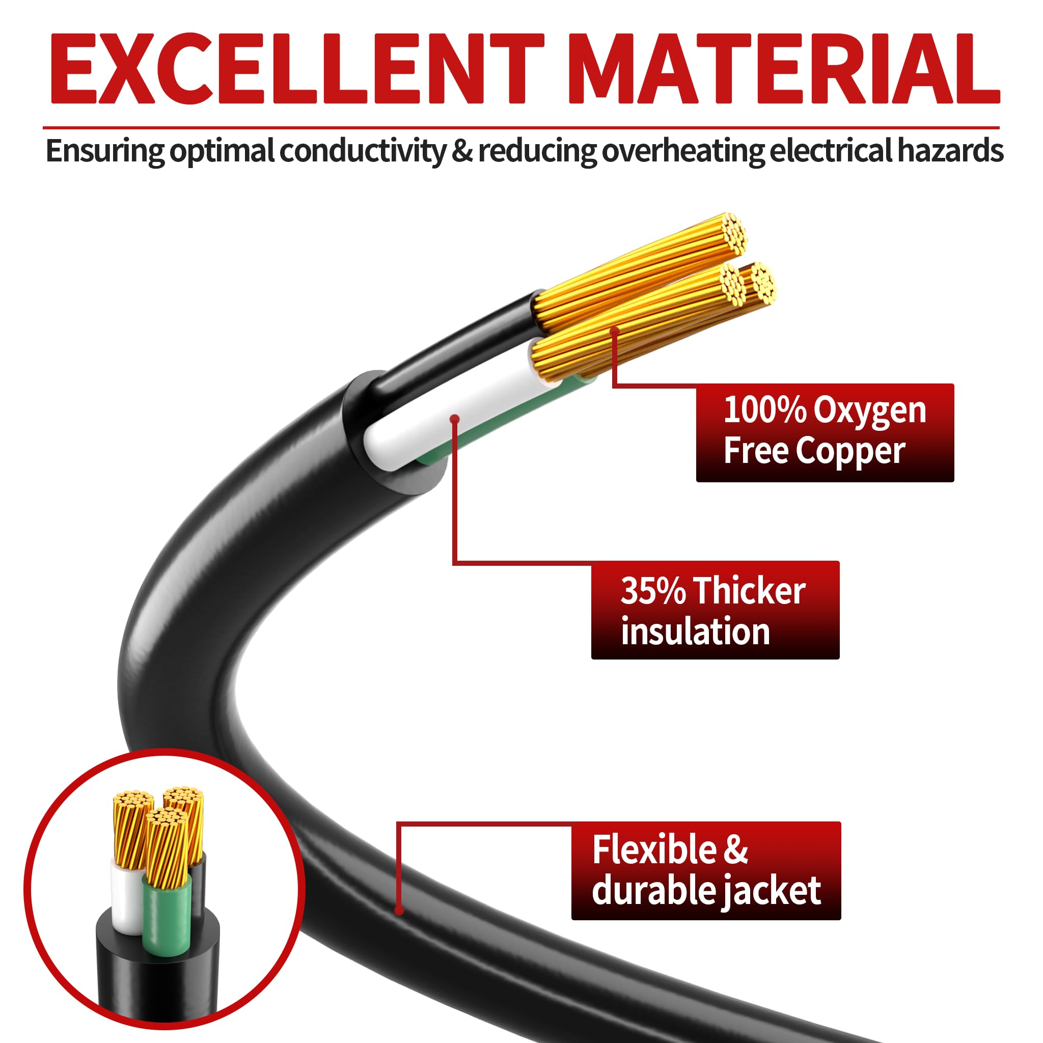 Skrizcable 16/3 2 Pack 100 Ft Outdoor Extension Cord Waterproof, Weatherproof & Flame Retardant Black 3 Prong Power Cord Outside