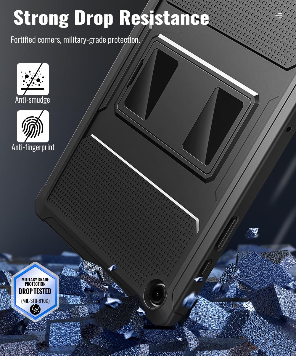 MoKo Case Fit Galaxy Tab A9 Plus 11 Inch 2023 (SM X210/X216/X218), Shockproof Full Body Rugged Stand Back Cover Built in Screen Protector Fit Galaxy Tab A9+ 11' 2023, Black