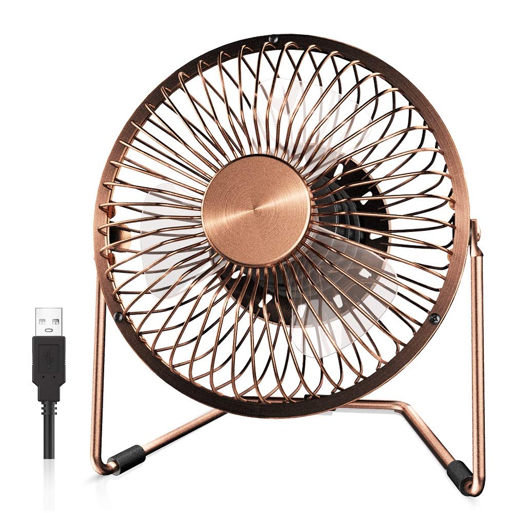Easyacc 6 Inch Usb Desk Fan, 360Rotation Small And Quiet,Powerful Portable Strong Airflow,Mini Metal Personal Cooling Fan With 2