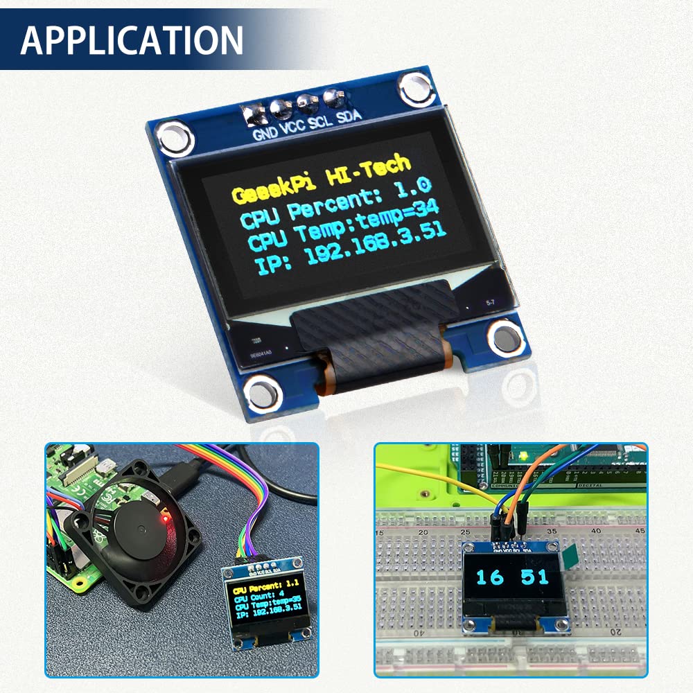 Geeekpi 2Pcs Oled Display Module I2C Iic 128X64 Pixel 0.96 Inch Display Module Yellow Blue Two-Color Display Compatible With Ras