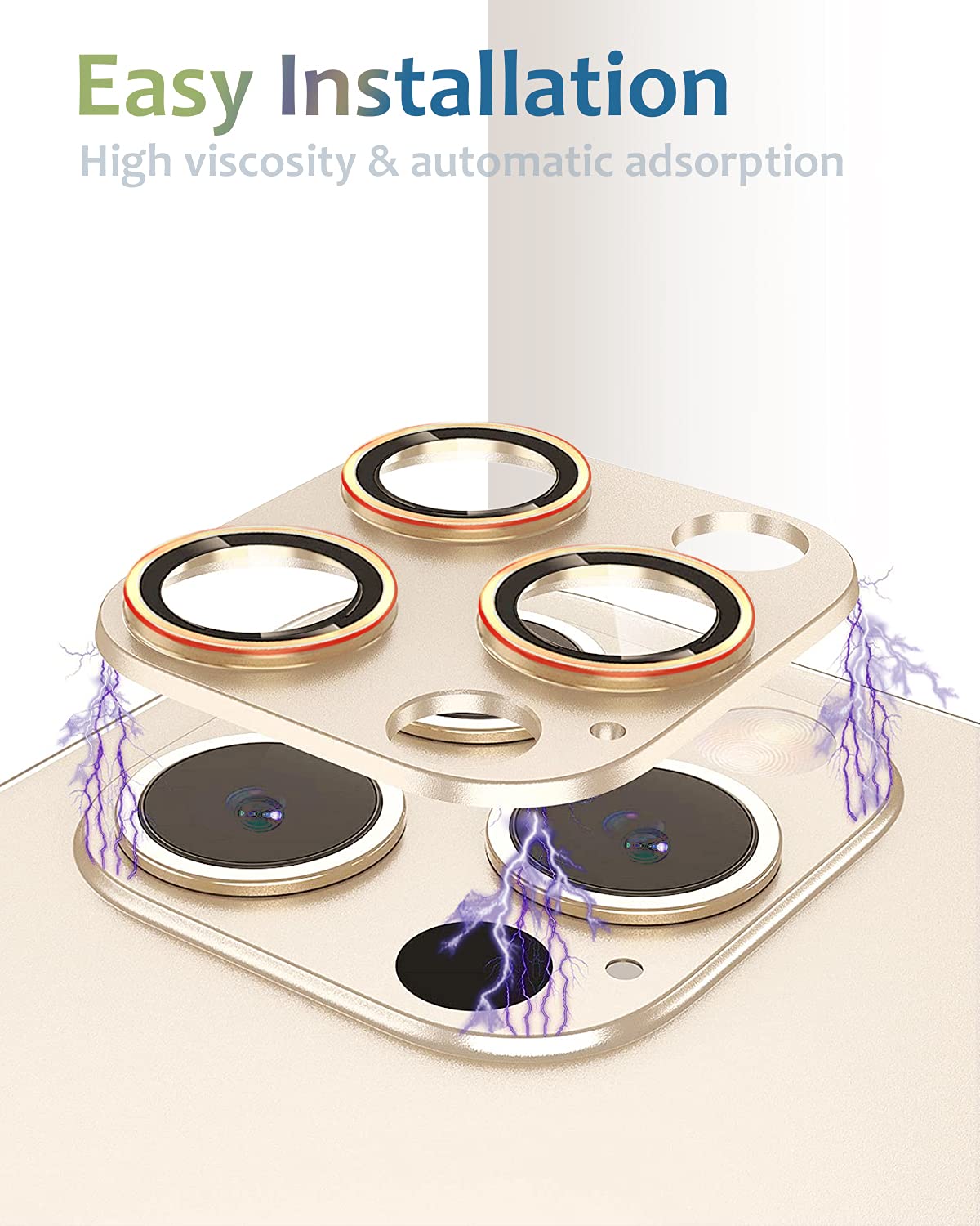 Tamoria [2 Pack] Compatible For Iphone 13 Pro / 13 Pro Max Camera Lens Protector Metal Plus Tempered Glass Camera Cover Support