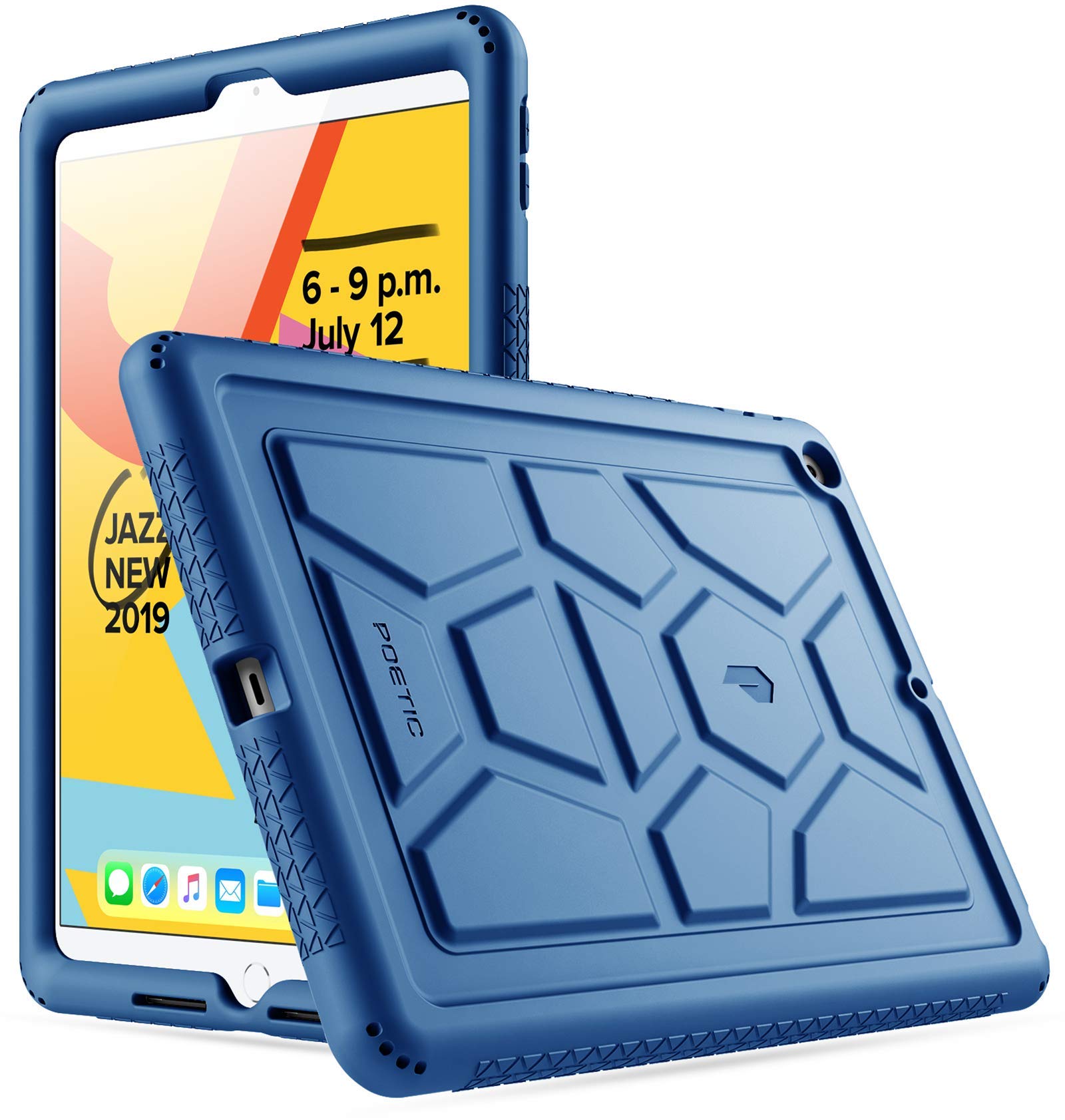 Poetic Turtleskin Case Designed For Ipad 10.2 9Th Generation (2021) / 8Th Generation (2020) / 7Th Generation (2019) Case, Heavy Duty Shockproof Kids Friendly Silicone Case Cover, Navy Blue