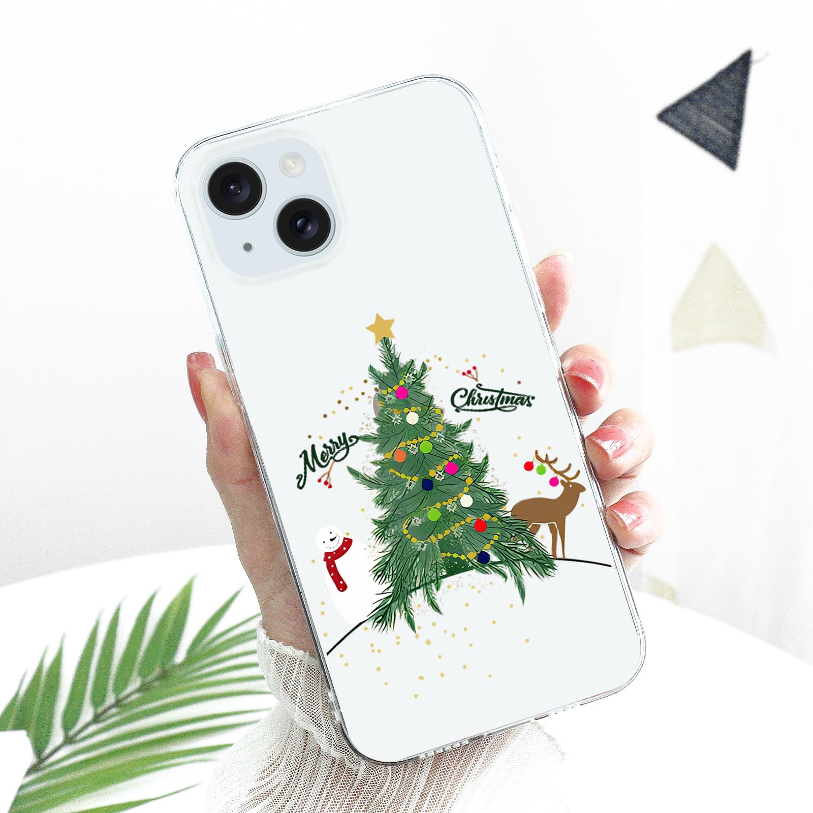 Pepmune Compatible With Iphone 15 Plus Case Cute Christmas Design Camera Protection Shockproof Soft Tpu Clear Xmas Back Bumper C