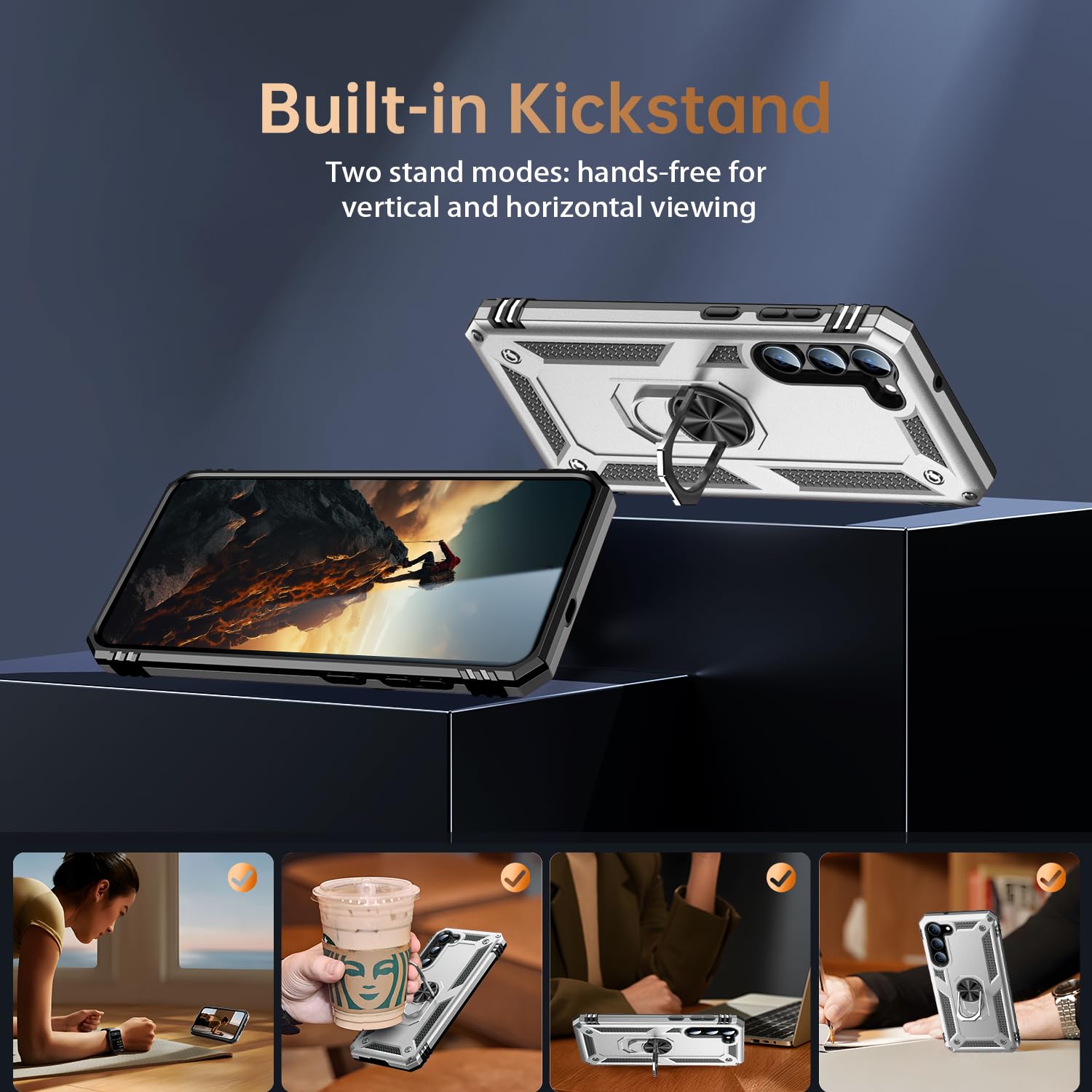 Ikazz For Galaxy S23 Plus Case,Military Grade Shockproof Heavy Duty Protective Phone Cover Pass 16Ft Drop Test With Magnetic Kic