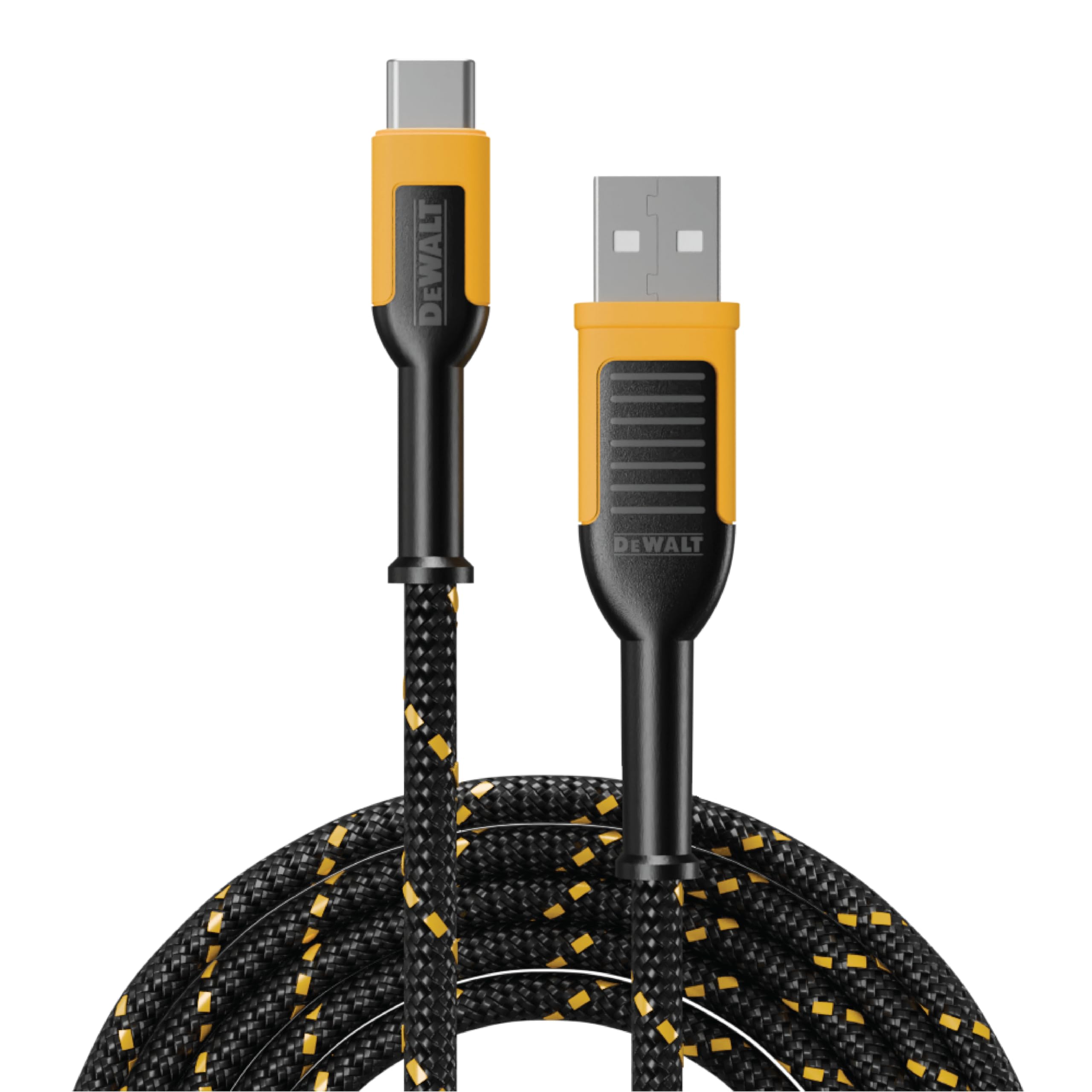 Dewalt Heavy Duty Usb To Usb C Cable, Jobsite Type C Cable, High Speed Usba To Type C, Fast Charge Usbc Fast Charging Cord For Iphone 16/15 Pro Max, Macbook, Ipad, Samsung Galaxy, 10Ft (Usb2.0, Black)