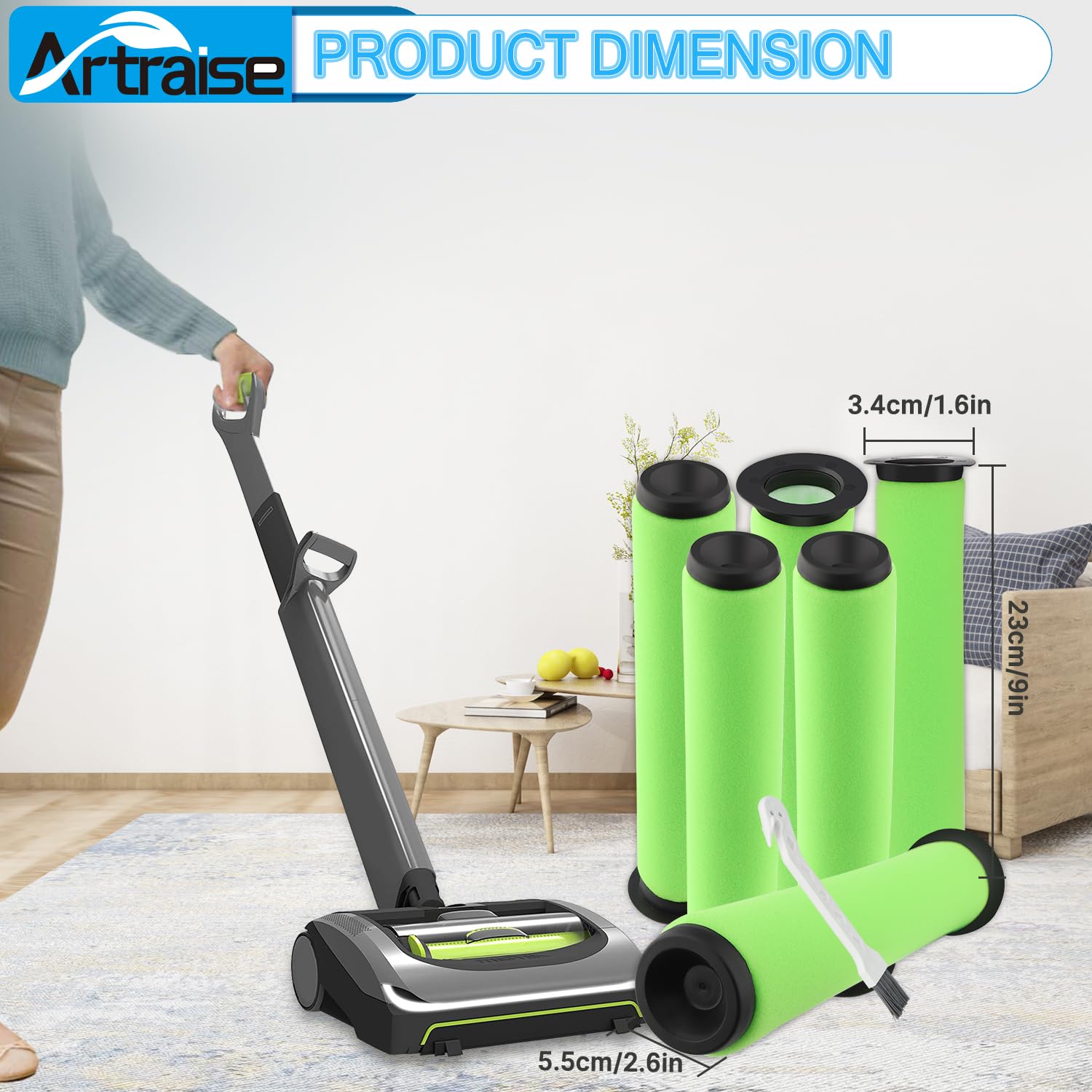 Artraise 6 Packs Filter Replacement For Bissell Air Ram Cordless Vacuum Cleaner, Airram Filters 1984 2144 21448 19841 19844,Comp