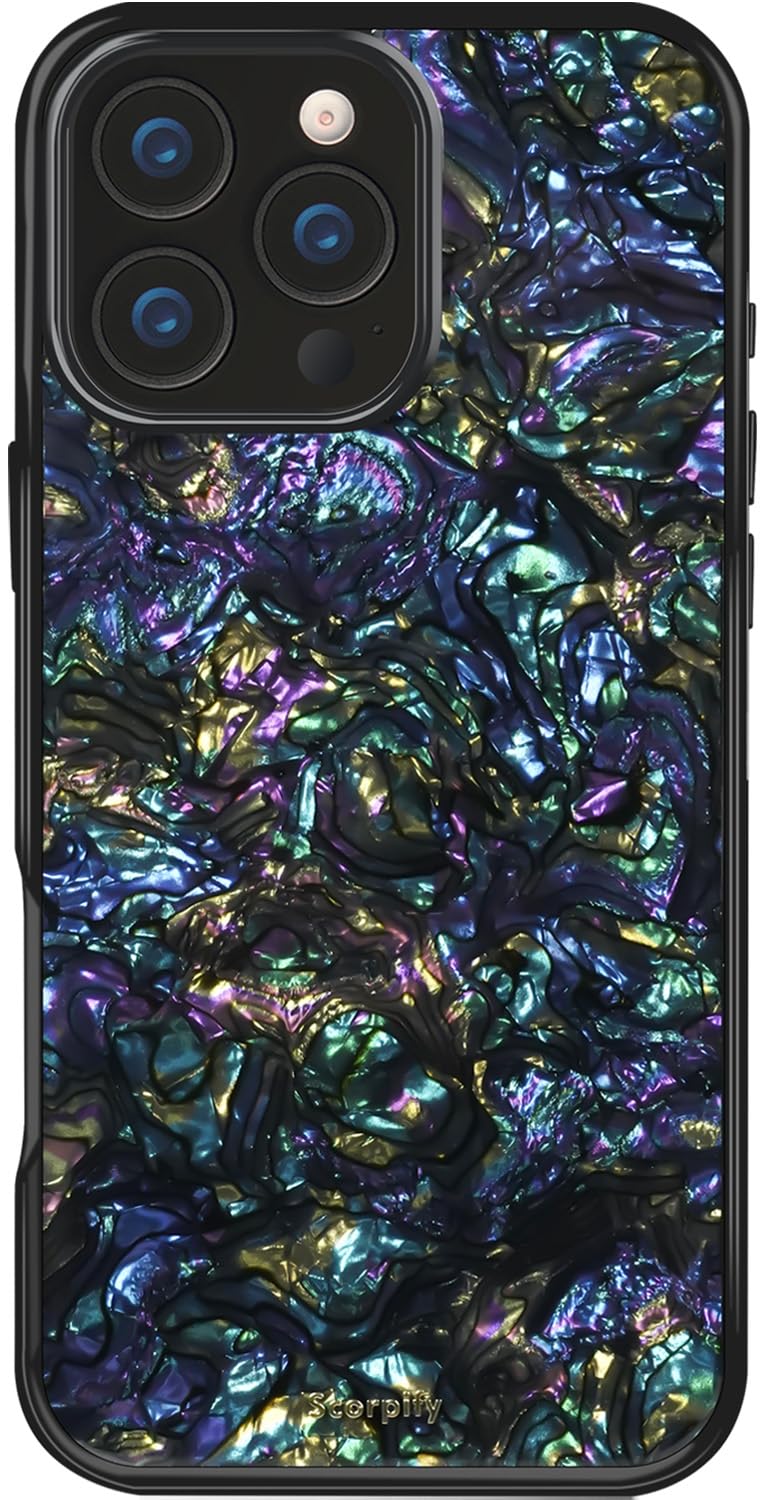 SCORPIFY for iPhone 16 Pro Max Case [Compatible with MagSafe] with Gleam Mystic Abalone, Cute Magnetic Phone Cover Bumper for Wo