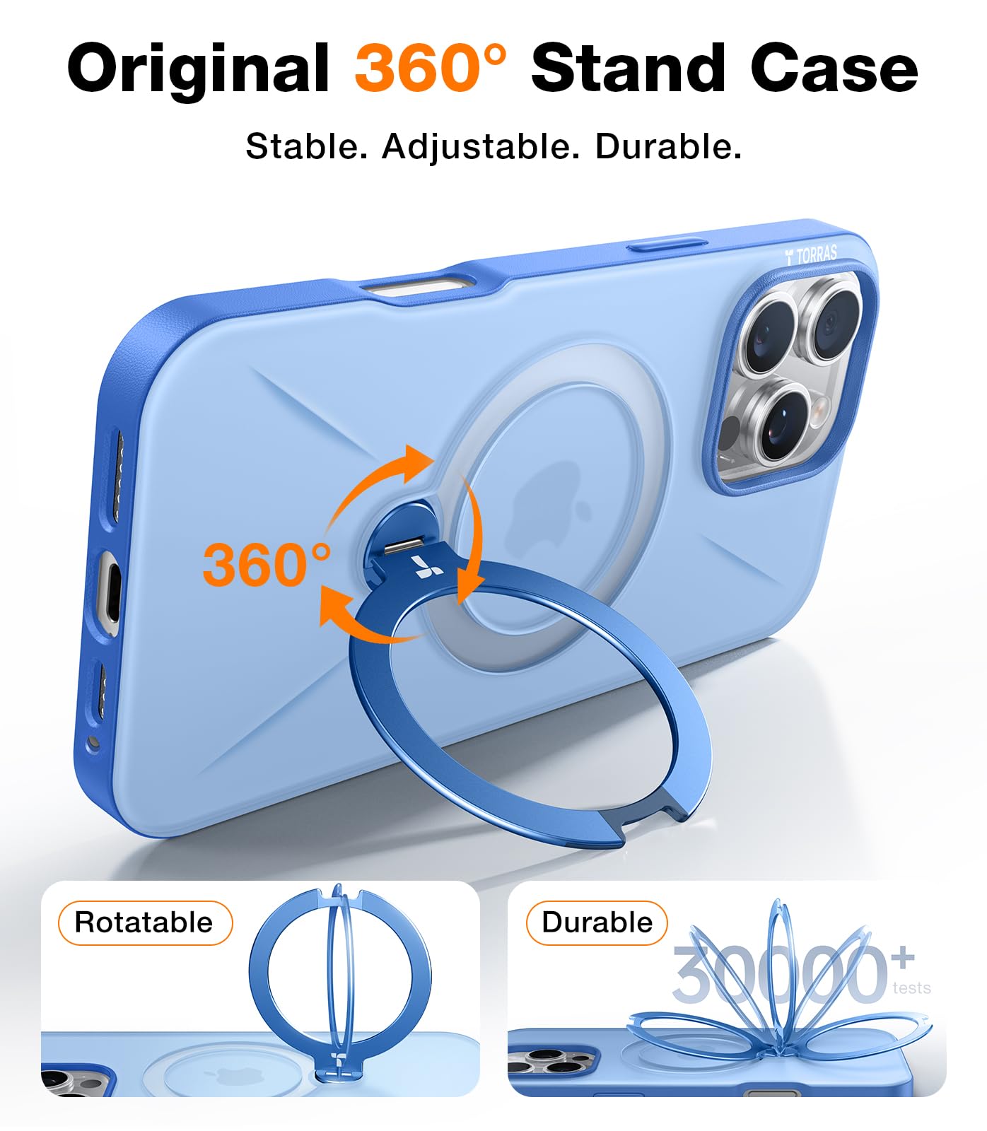 Torras 360 Spin Magnetic Stand For Iphone 16 Pro Max Case, Fit For Magsafe, Military Grade Protective Case For Iphone 16 Pro Max