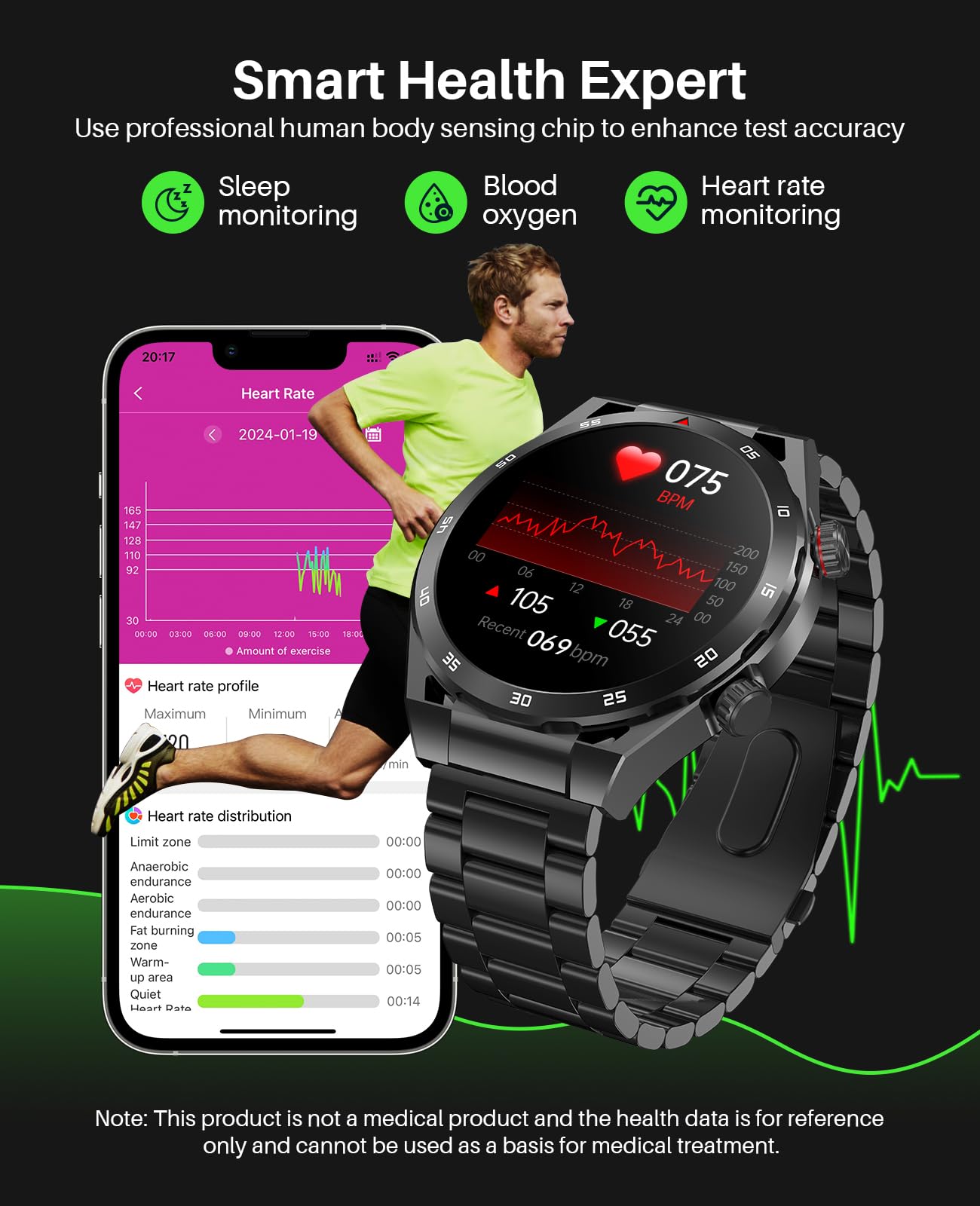 Earlysincere Smart Watch With Bluetooth Call,1.39 '' Smartwatches For Men Women, Fitness Watch With Blood Oxygen/Hr/Sleep, Ip67