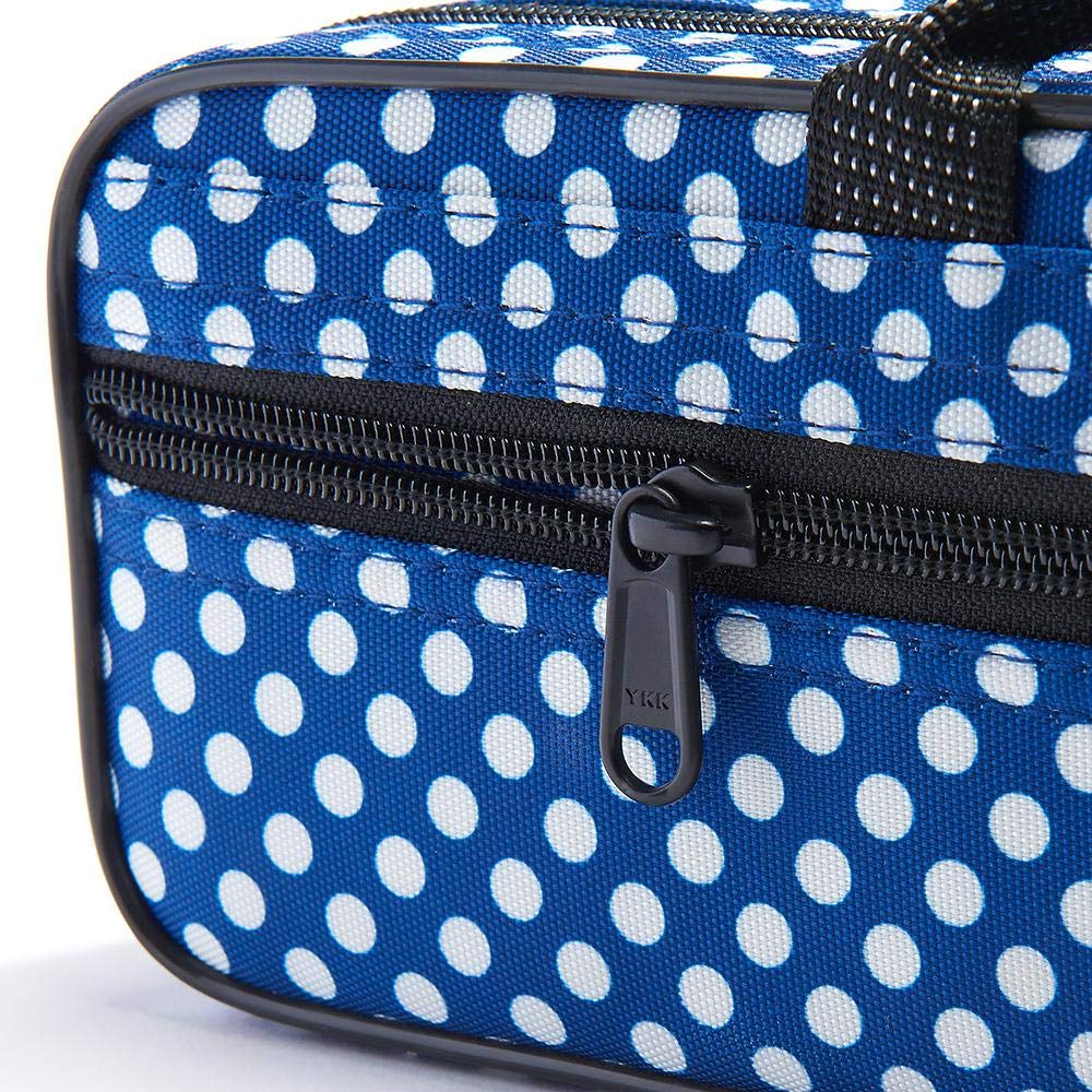 Beaumont Blue Polka Dot Flute Case With Shoulder Strap - C-Foot Flute Hard Case Cover - Lightweight Canvas C Case For Yamaha, Ju