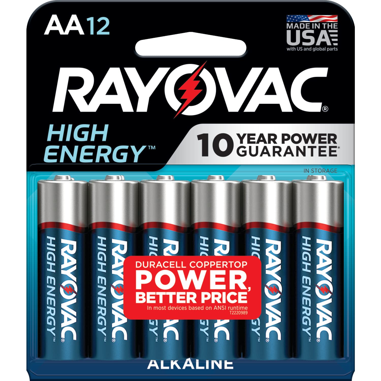 Rayovac Aa Batteries, Double A Battery Alkaline, 12 Count