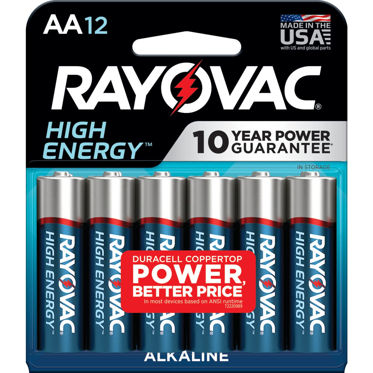 Rayovac Aa Batteries, Double A Battery Alkaline, 12 Count