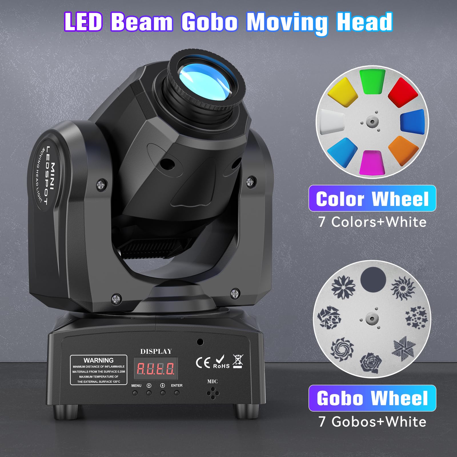 Uking 60W Led Moving Head Light Stage Lights With Remote Control 8 Gobo 8 Pattern Spotlight By Dmx Controlled 11 Channel With S