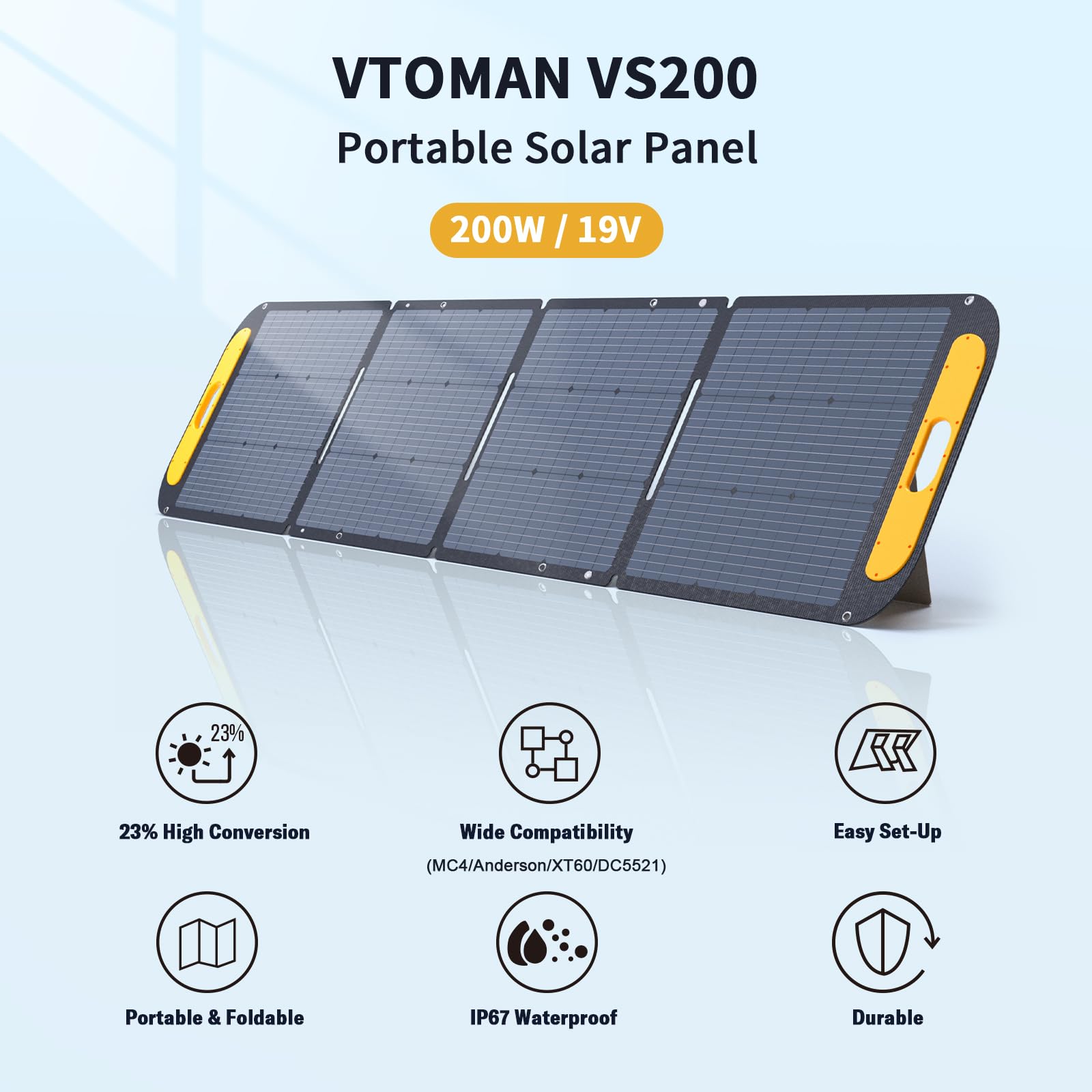 Vtoman 2376Wh Portable Power Station Bundle With Extra Battery & 200W Solar Panel Included, Up To 3000W Solar Generator For Home