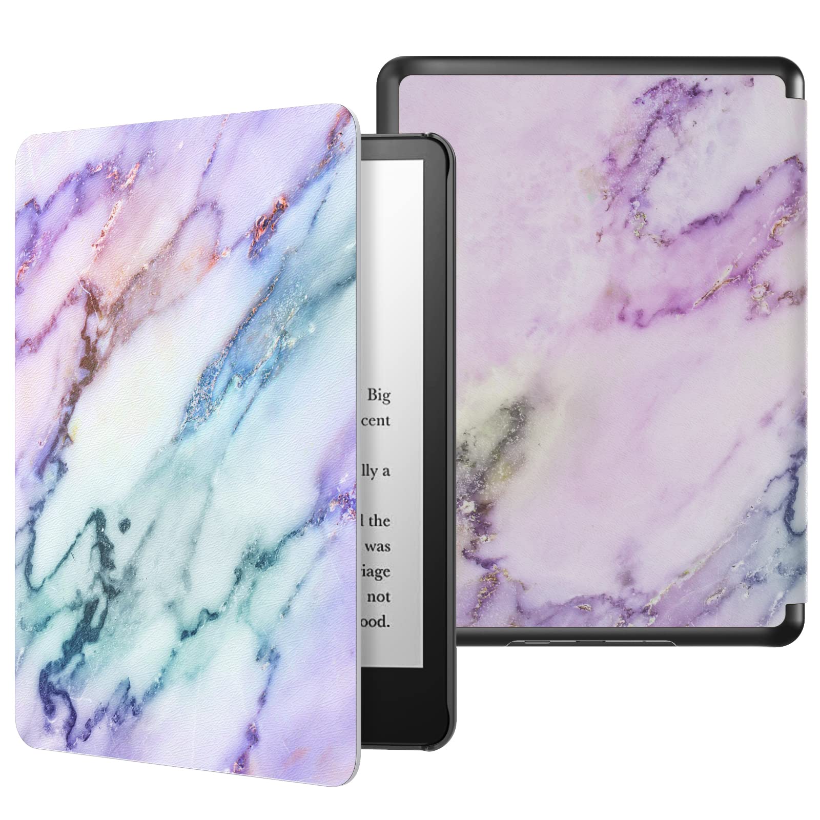 MoKo Case for 6.8' Kindle Paperwhite (11th Generation 2021) and Kindle Paperwhite Signature Edition, Light Shell Cover with Auto Wake/Sleep for Kindle Paperwhite 2021 E Reader, Purple Marble