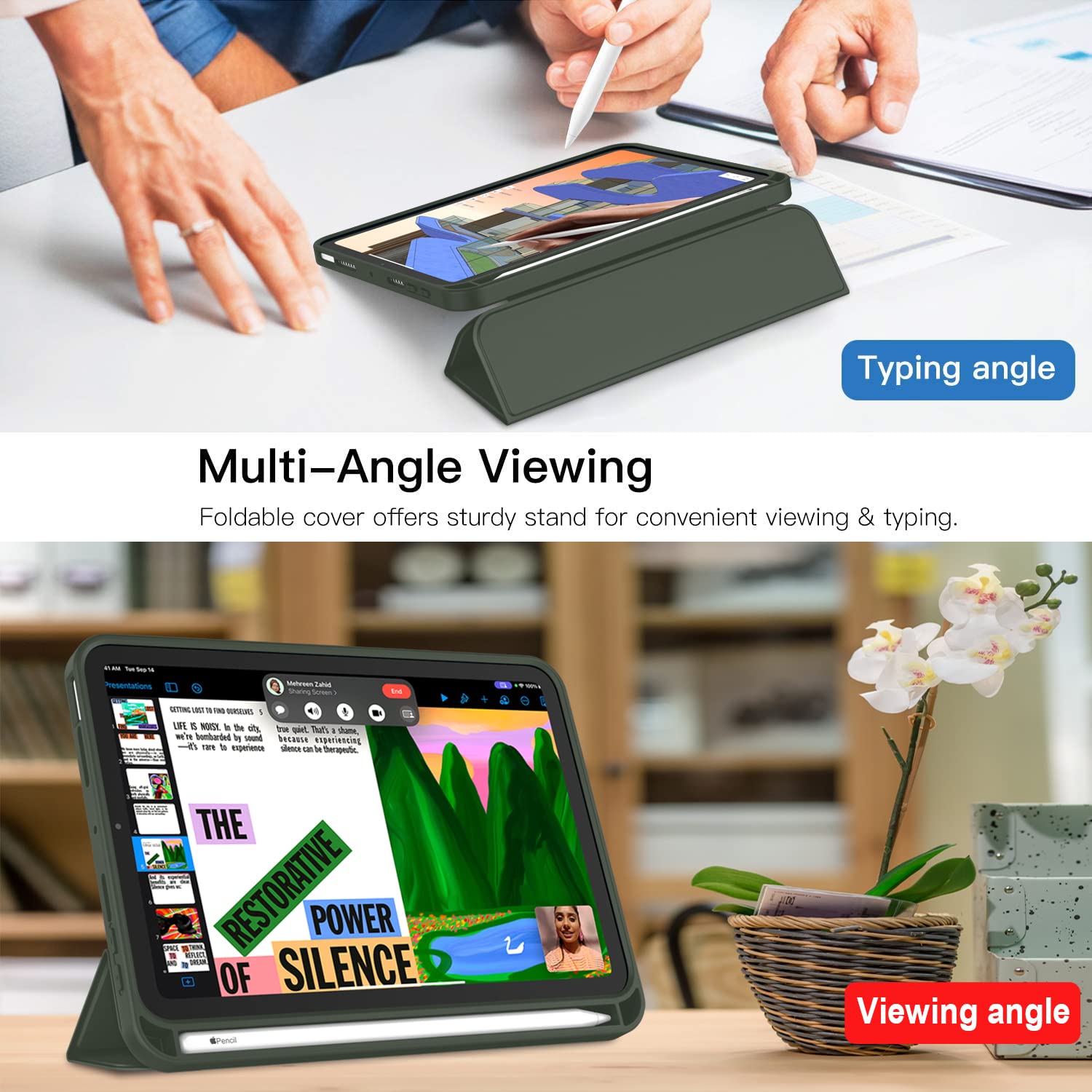 Imieet Ipad Mini 7 Case 2024 (A17 Pro), Ipad Mini 6 Case (8.3 Inch,2021 Model), Ipad Mini 7Th/6Th Generation Case With Pencil Holder, Trifold Stand Smart Case With Soft Tpu Back,Dark Green