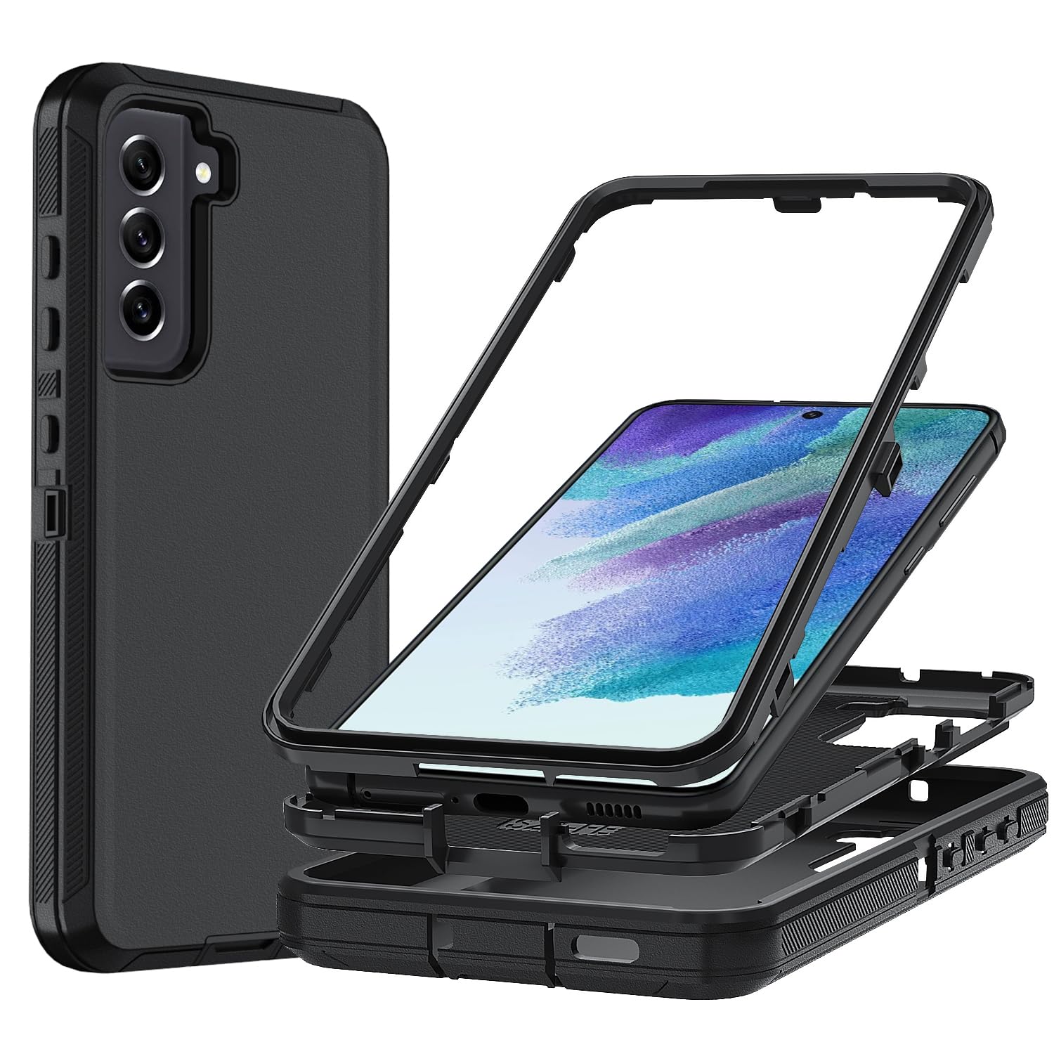 Ylzhe for S21 FE Phone Case,Shockproof & Dropproof Galaxy S21 FE Case,3 in 1 Shockproof TPU Hard PC Bumper 3-Layer Samsung S21FE