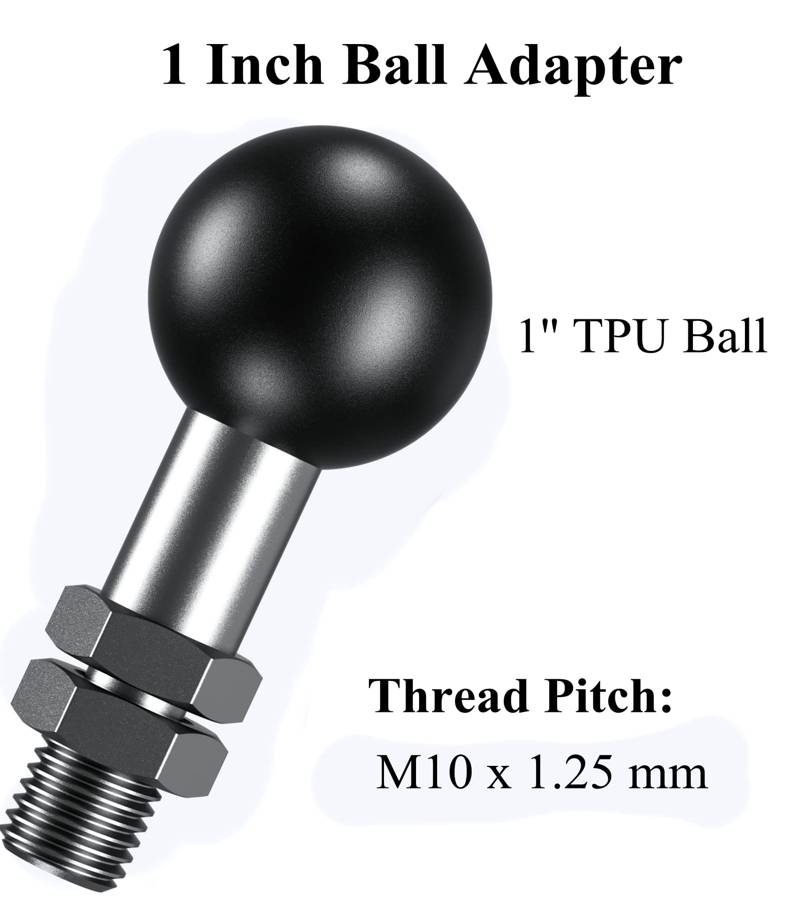 Brcovan 2 Pack, 1'' Ball Adapter With M10 X 1.25 X 15 Threaded Post Compatible With Ram Mounts B Size 1 Inch Ball Double Socket Arm