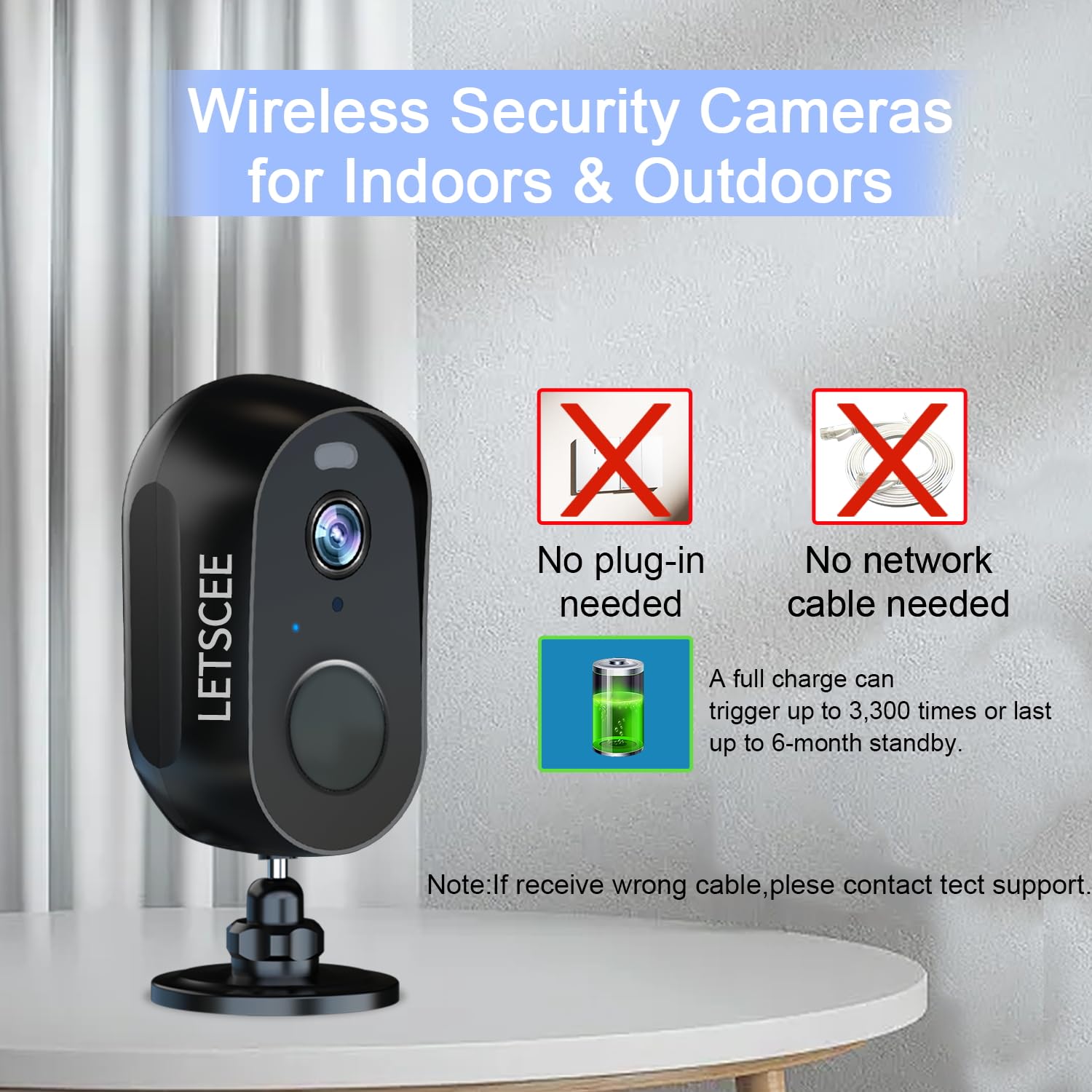 Letscee Security Cameras Wireless Outdoor Or Indoor,Alexa Cameras For Home Security Outside With Night Vision,2 Way Audio,Motion
