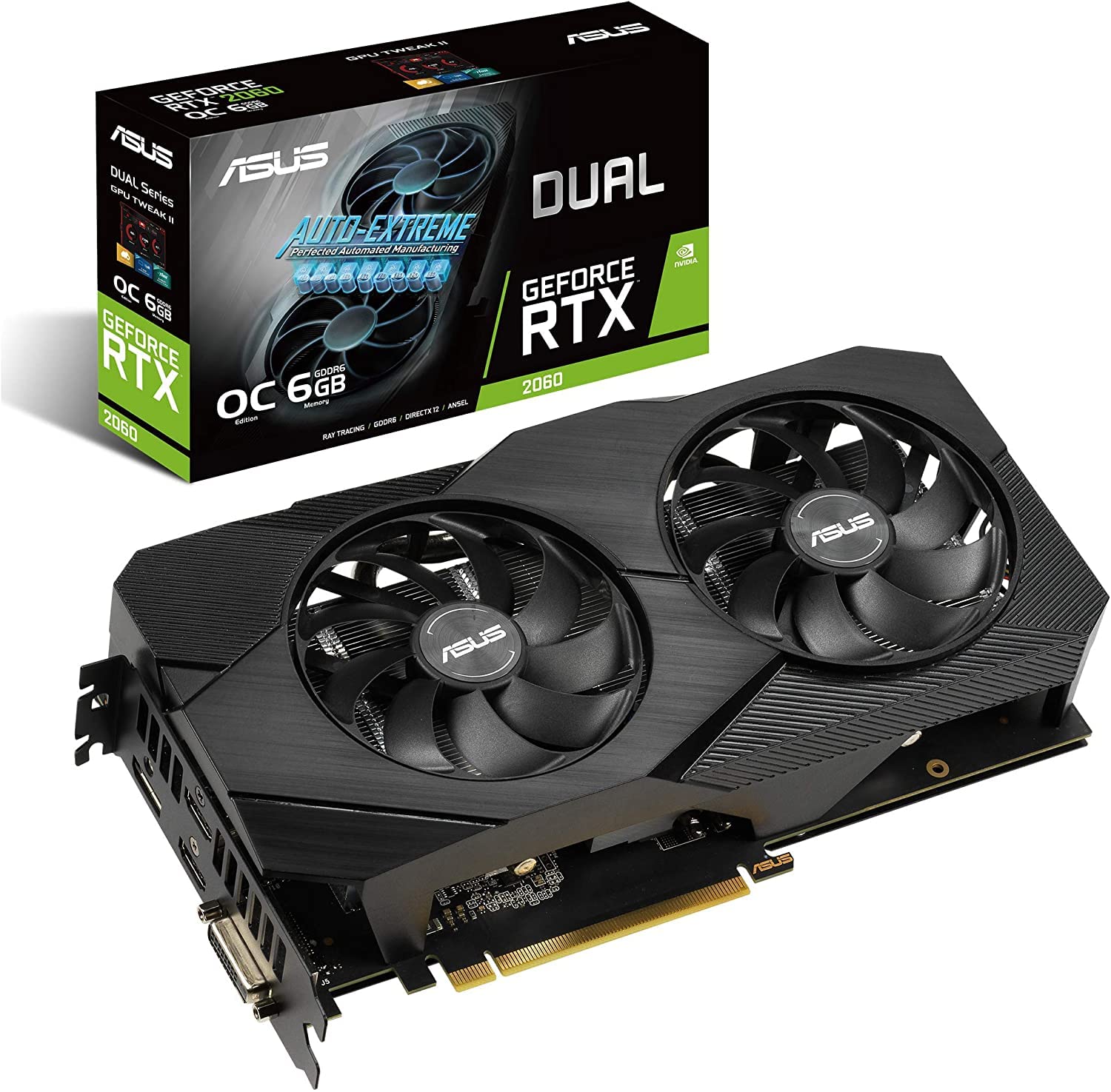 Asus Geforce Rtx 2060 Overclocked 6G Gddr6 Dual Fan Evo Edition Vr Ready Hdmi Displayport Dvi Graphics Card (Dual Rtx2060 O6G Ev