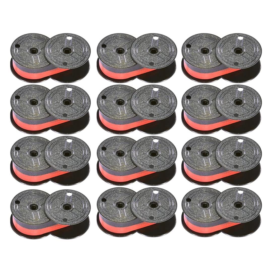 (12) Top Of The Line Genuine Monroe P65M Universal Black/Red Printing Calculator Ribbon Spools With The Darkest Ink In The Industry