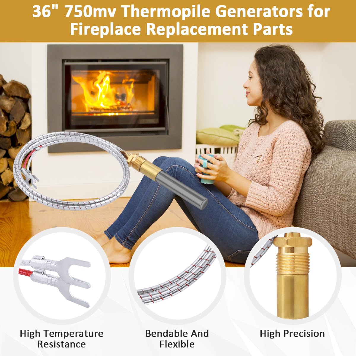 Cozy 70098 Fireplace Mv Tp75 Generator Same Day Shipping