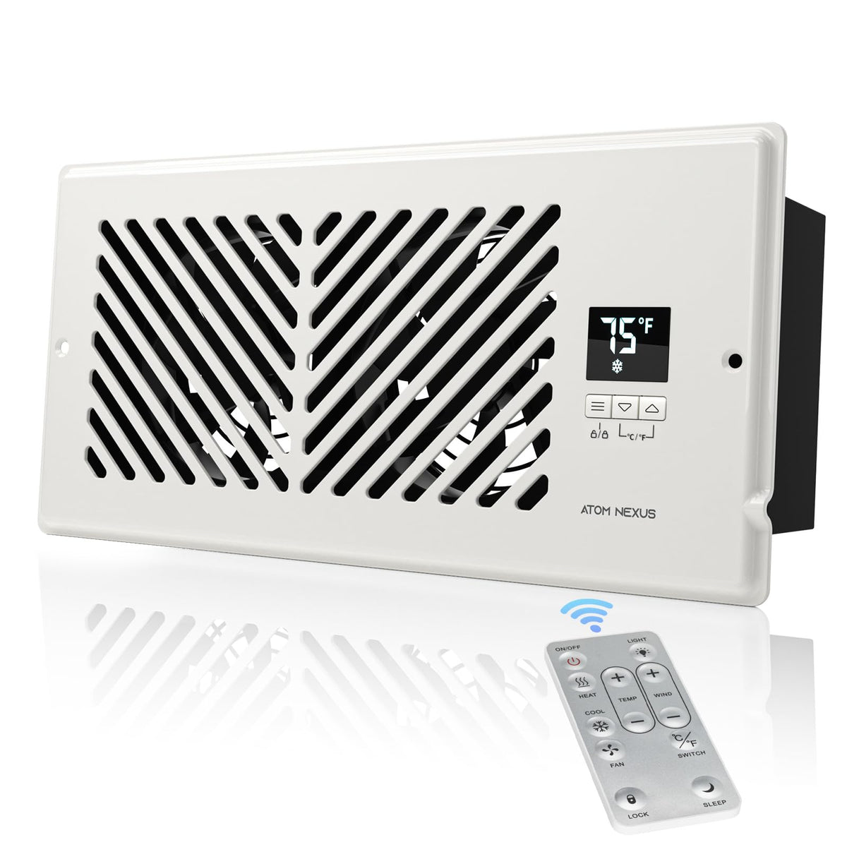Atom Nexus Quiet Register Booster Fan Fits 4   X10    Register Holes, Smart Vent Booster Fan With Thermostat & Remote Control, 1