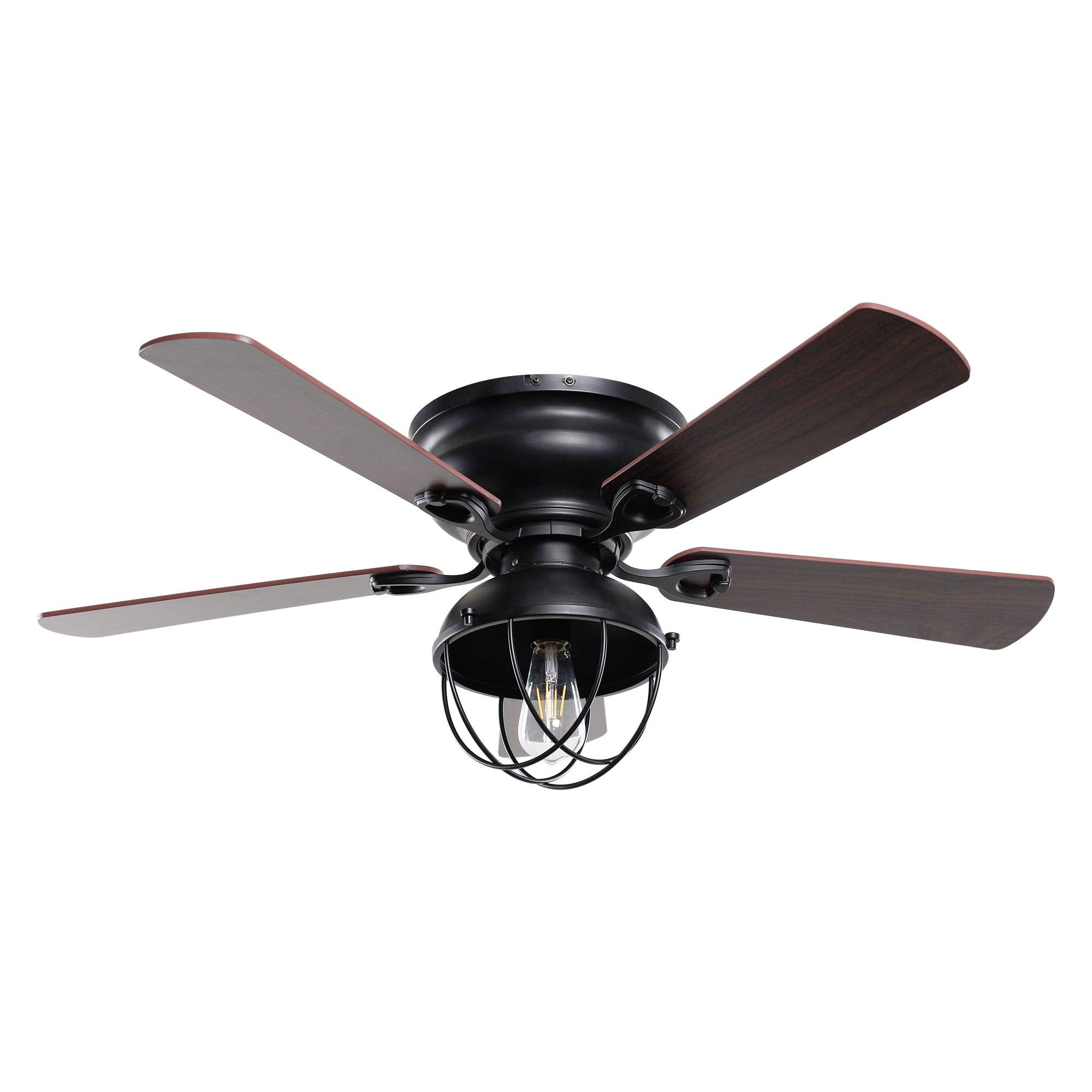 Parrot Uncle Ceiling Fans with Lights and Remote Black Low Profile Ceiling Fan with Light for Bedroom Farmhouse Flush Mount Ceil