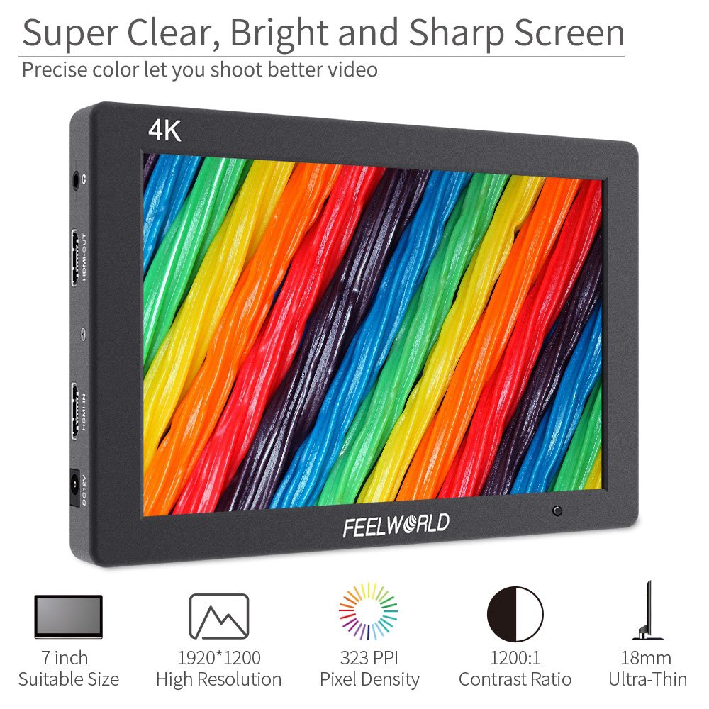 Feelworld T7 Plus 7 Inch Ips 4K Hdmi Camera Field Monitor Video Assist Full Hd 1920X1200 Solid Aluminum Housing Dslr Monitor Wit