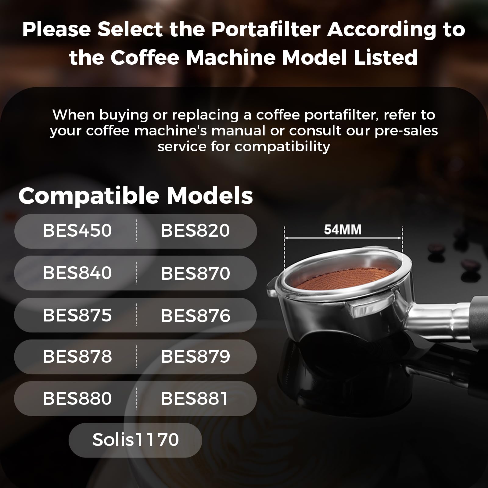 Ikape 54Mm Bottomless Naked Portafilter, Suitable For 54Mm Breville Barista Series Bes870/878/880 Machine & Solis Barista Machin