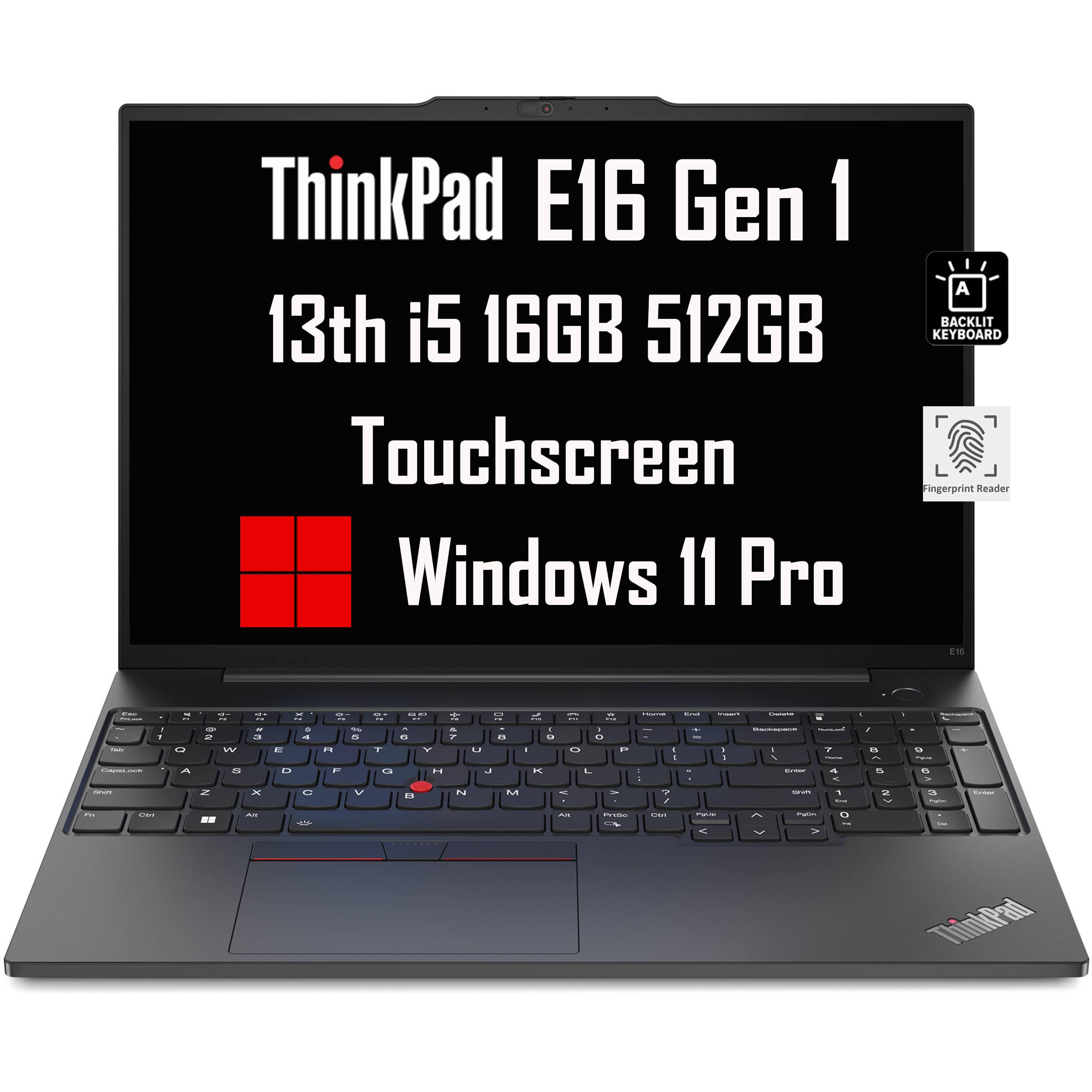 Lenovo ThinkPad E16 Business Laptop (16 FHD+ Touchscreen, Intel 13th Gen 10-Core i5-1335U, 16GB RAM, 512GB SSD), Backlit, Finger