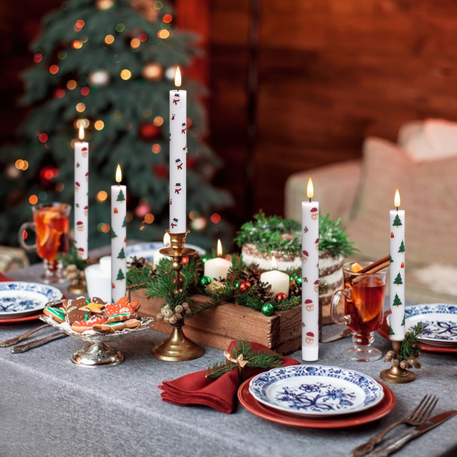 Dromance Christmas Flameless Taper Candles Battery Operated With Remote And Timer, Real Wax 3D Wick Flickering Led Taper Candles