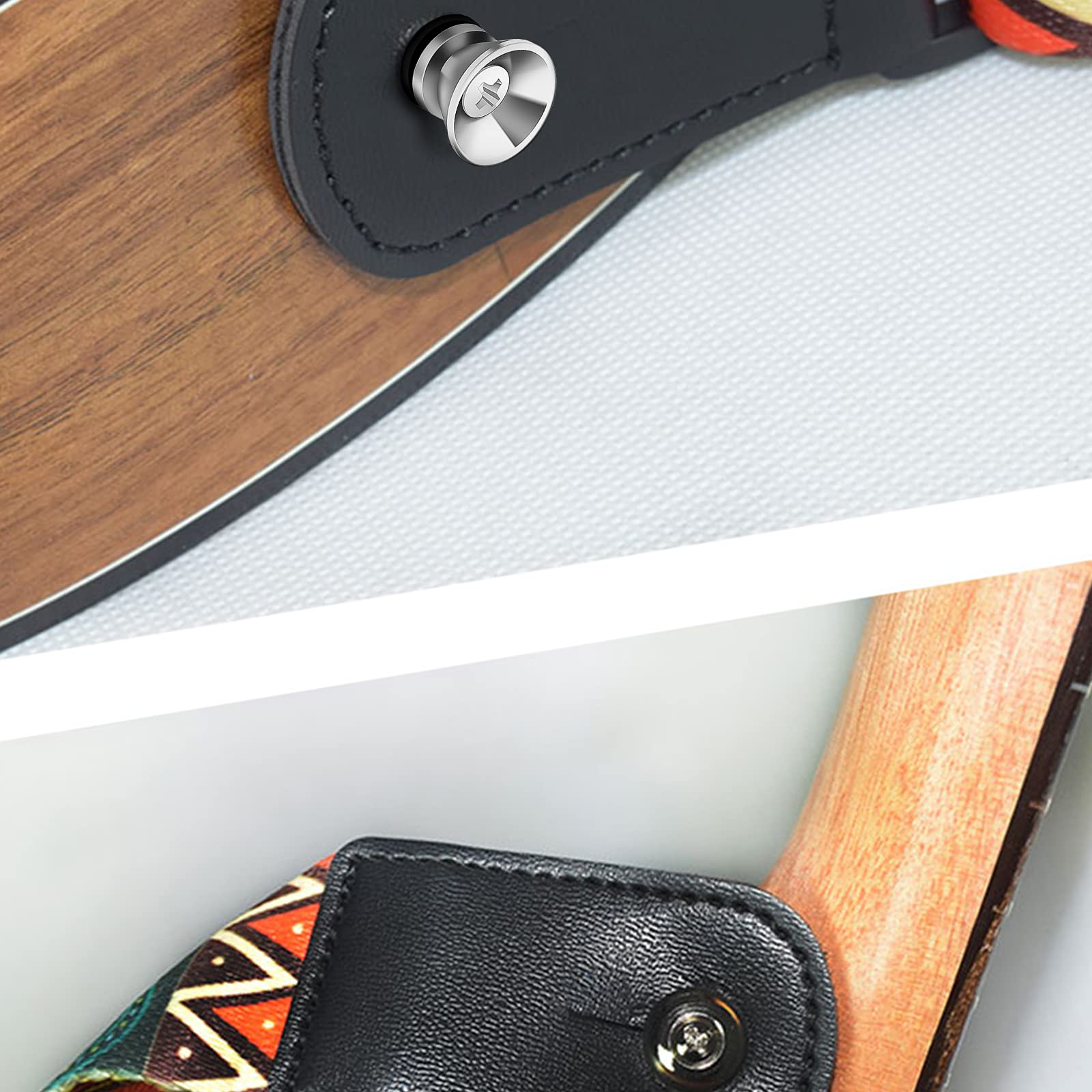 Savita 12 Pieces 0.9X0.5'' Guitar Strap Locks And Buttons Set, Strong Metal Guitar End Pins With Screws And Rubber Blocks For Ac