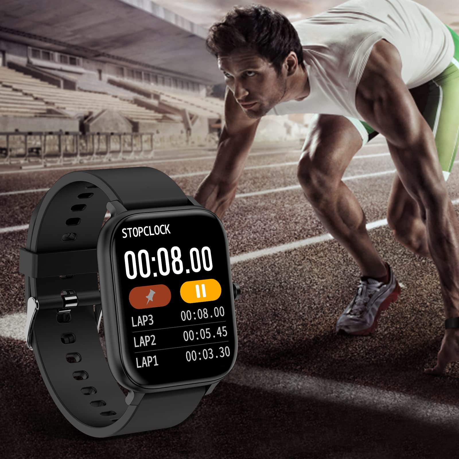 Torjalph Smart Watch For Men Women Compatible With Iphone Samsung Android Phone 1.69 Inch Full Touch Screen Ip68 Waterproof Blue