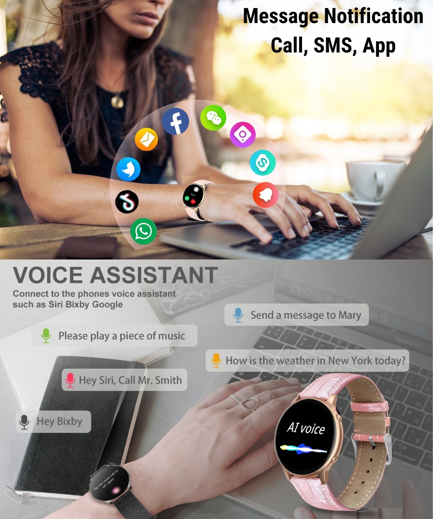 Hoaiyo Smart Watch For Women (Call Receive/Dial), 1.32 Smartwatch With Heart Rate Sleep Calories Counter, Ip68 Waterproof Fitnes