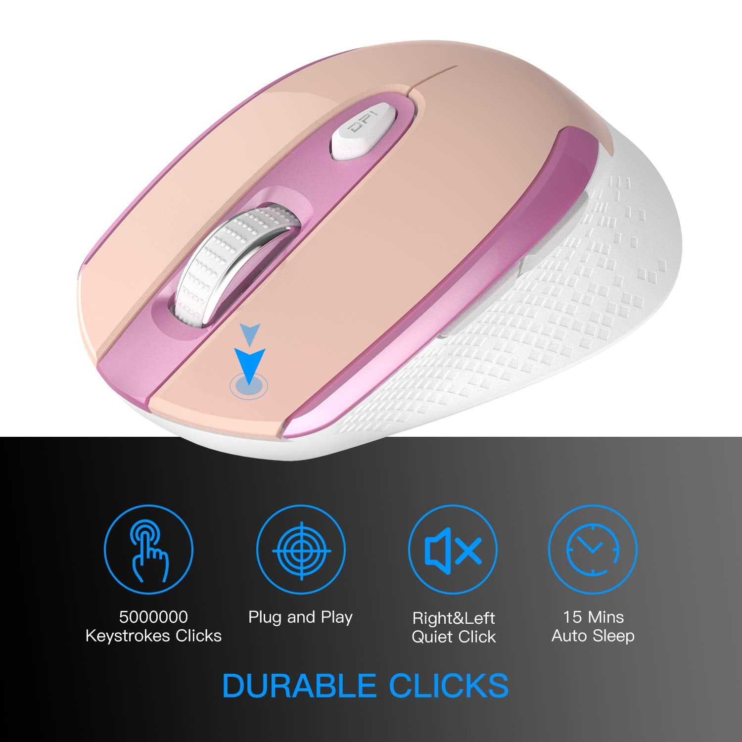 Cimetech Wireless Ergonomic Optical Mouse, 6 Buttons, Silent With Usb Receiver And 3 Adjustable Dpi For Laptop, Desktop, Mac, Pc