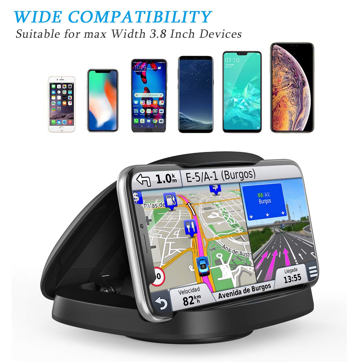 Joyeky Cell Phone Holder For Car, Vertical Horizontal Car Phone Mount With 360 Rotate Dashboard Cradle Compatible Iphone Samsung