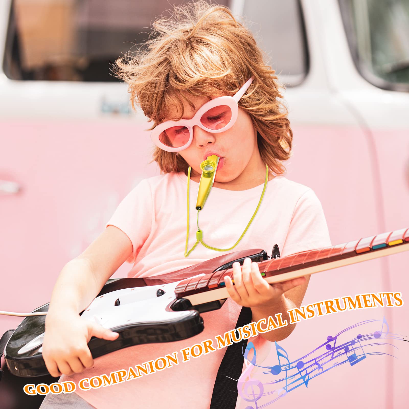 24 Pcs Gold And Silver Metal Kazoo With Lanyards Musical Instruments Mouth Kazoos Good Companion For Guitar Violin Piano Kids Ad